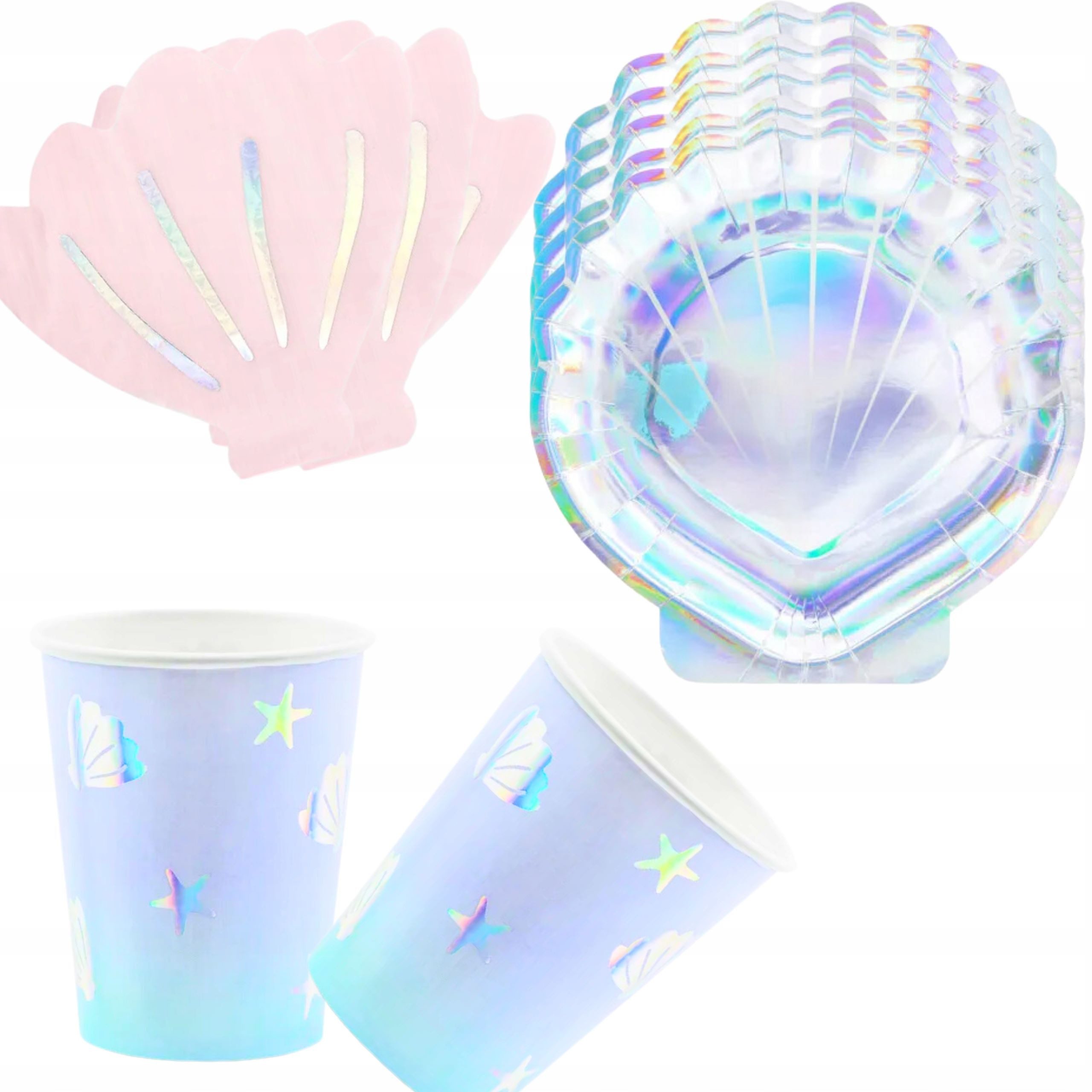 Festivalartikel Pappteller Zauberhaftes Party-Set Muschel – Teller, Becher & Servietten