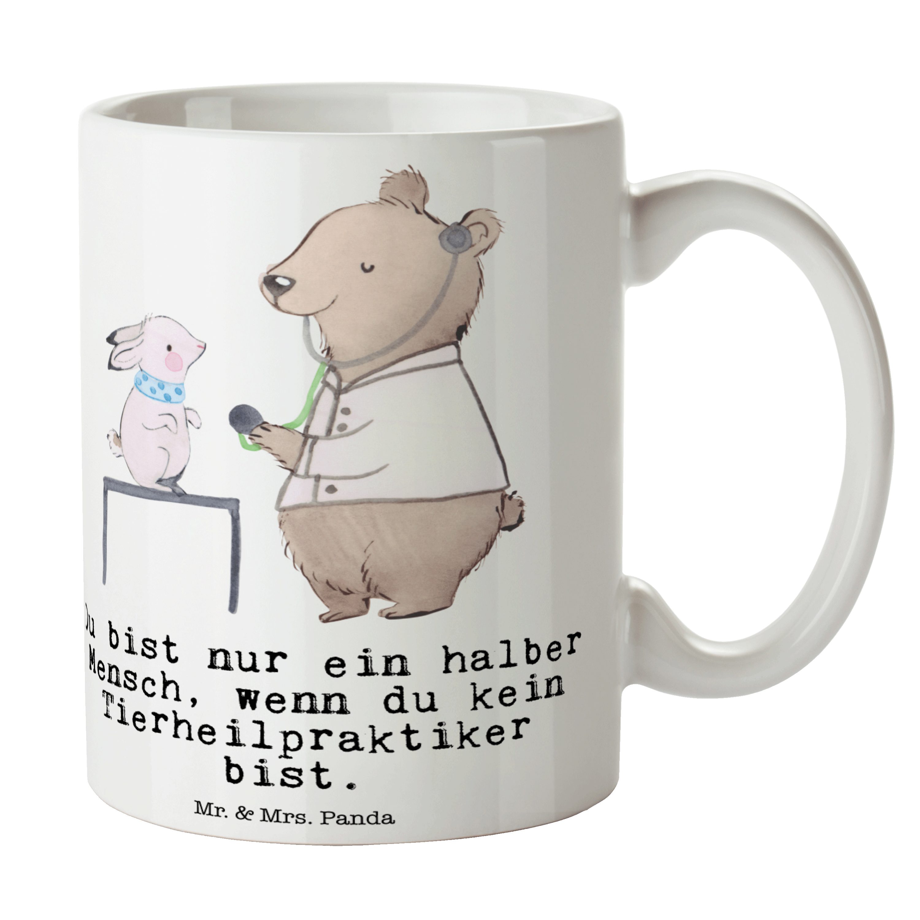 Mr. & Mrs. Panda Tasse Tierheilpraktiker mit Herz - Weiß - Geschenk, Tasse Sprüche, Tasse Mo, Keramik