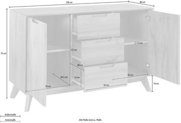 andas Sideboard Pandrup, mit 3 Schubkästen und 2 verstellbare Einlegeböden, B:120 cm, H:75 cm