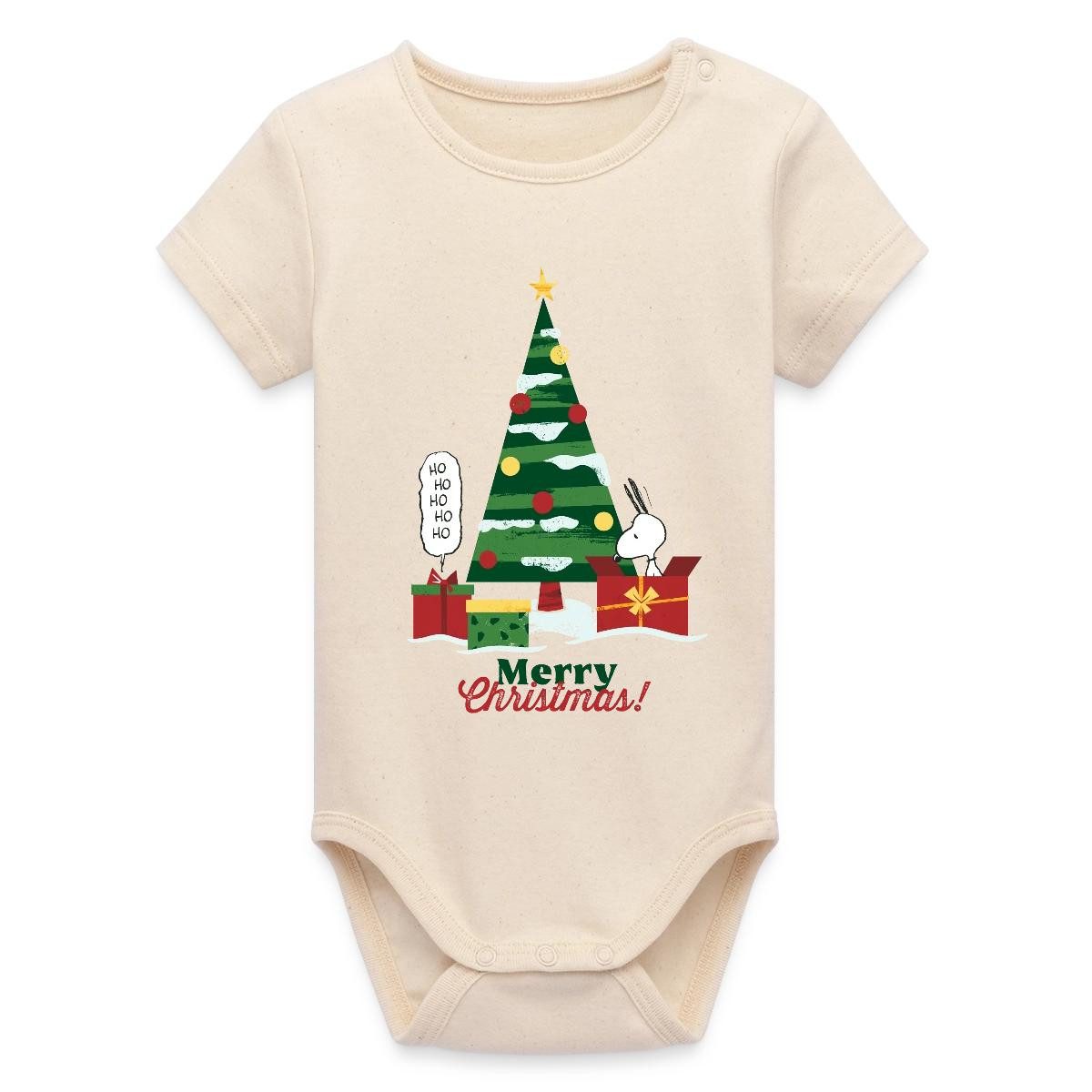 Spreadshirt Kurzarmbody Peanuts Merry Christmas Mit Snoopy Bio Kurzarm Baby Body (1-tlg)