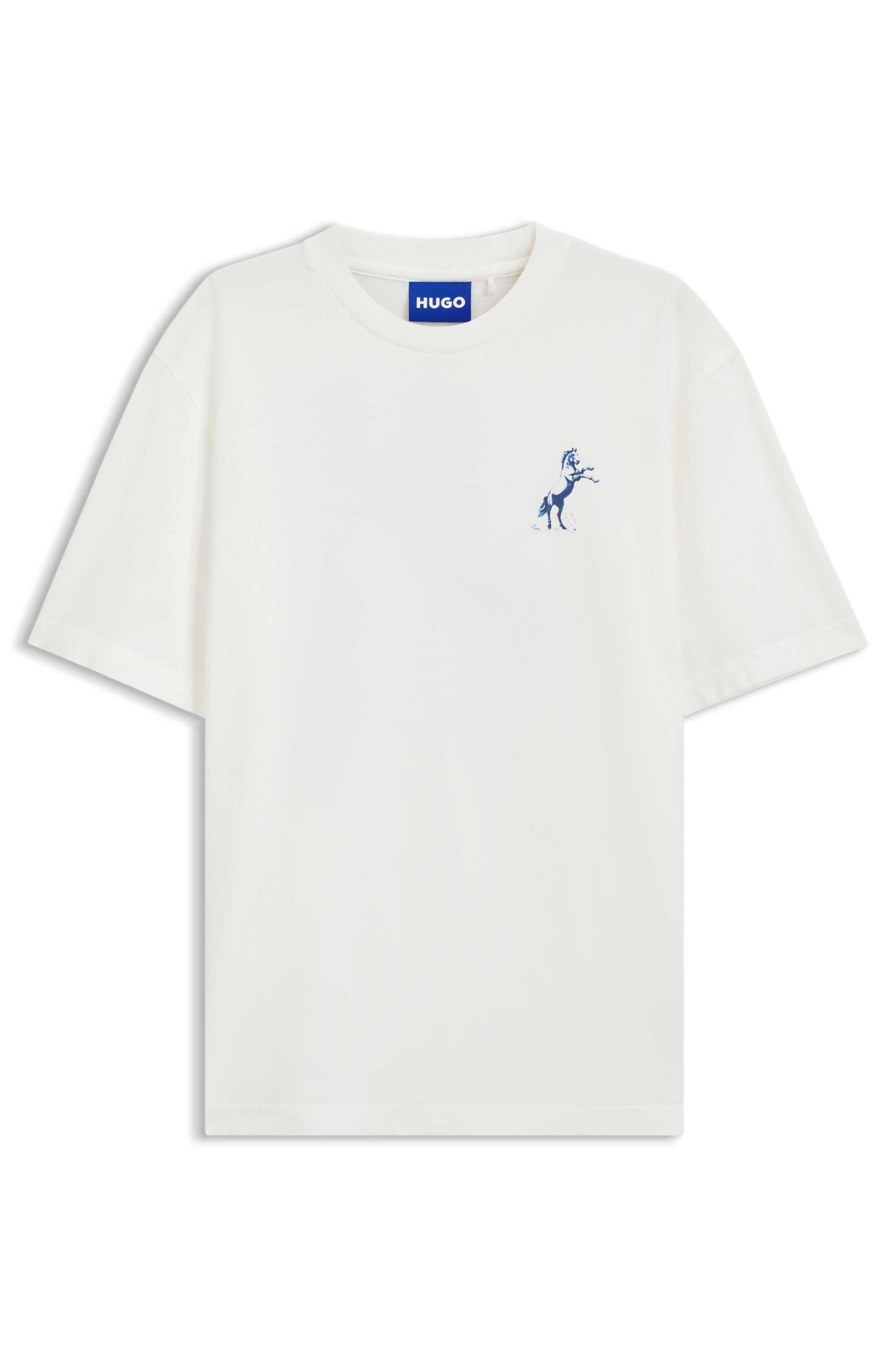 HUGO T-Shirt Noxwash Rundhalsausschnitt, Regular Fit, reine Baumwolle – Bild 4 von 5