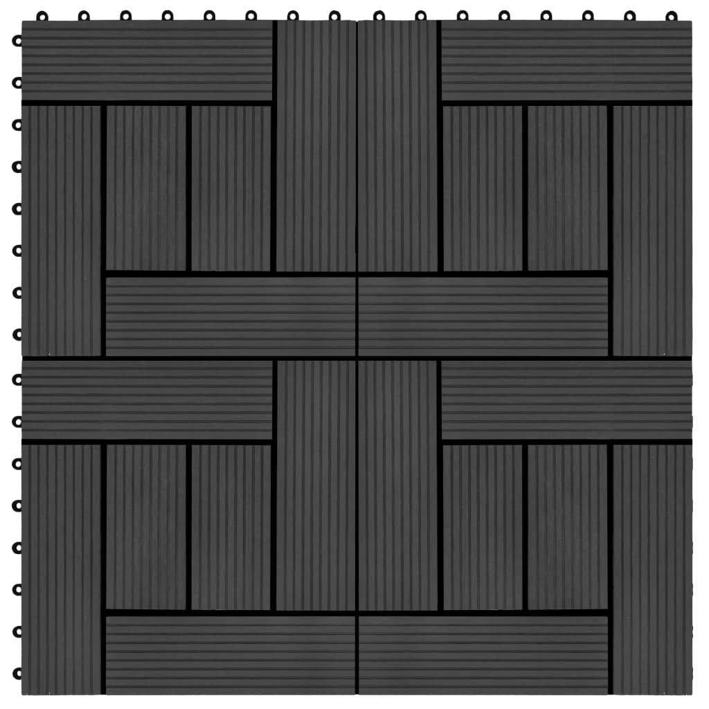 vidaXL Teppichboden Terrassenfliesen 11 Stück WPC 30 x 30 cm 1 qm Schwarz