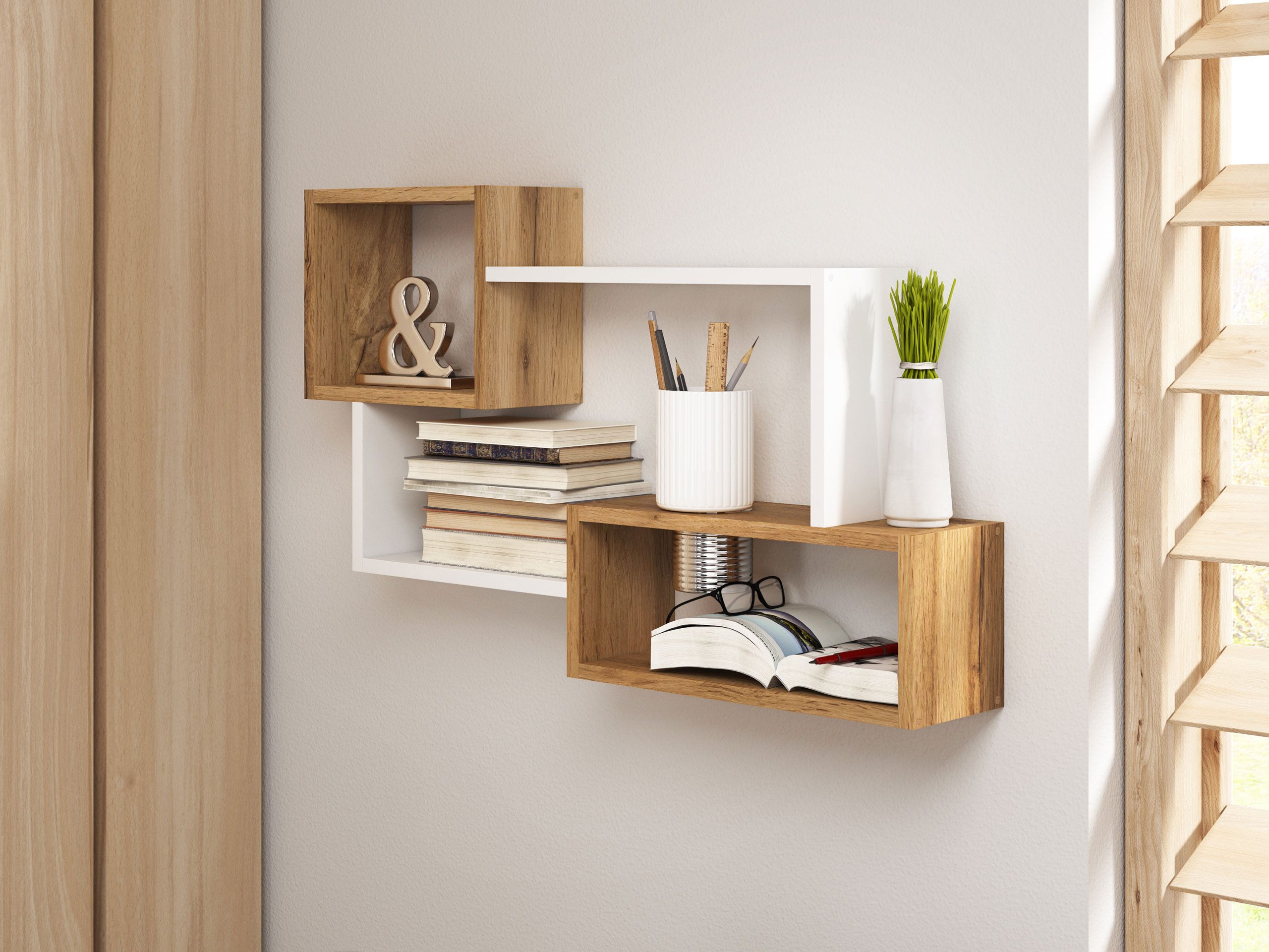 MIRJAN24 Wandregal Trio 005, 87x18x54 cm