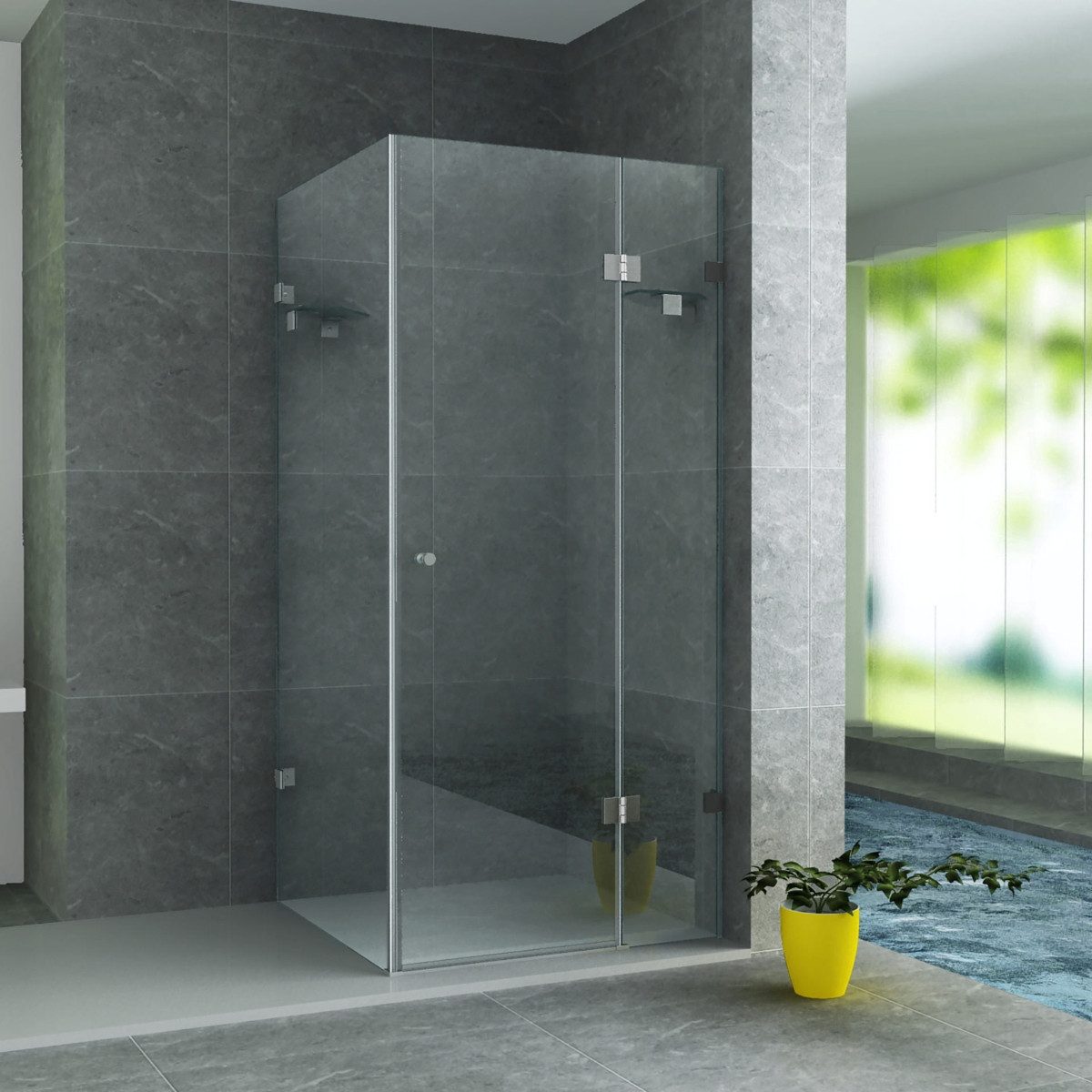 Belvit Eckdusche BV-DK6-9090, BxT: 90x90 cm, 1-tlg., BELVIT Duschkabine mit Schwenkbarem Seitenteil 8 mm ESG Glas mit
