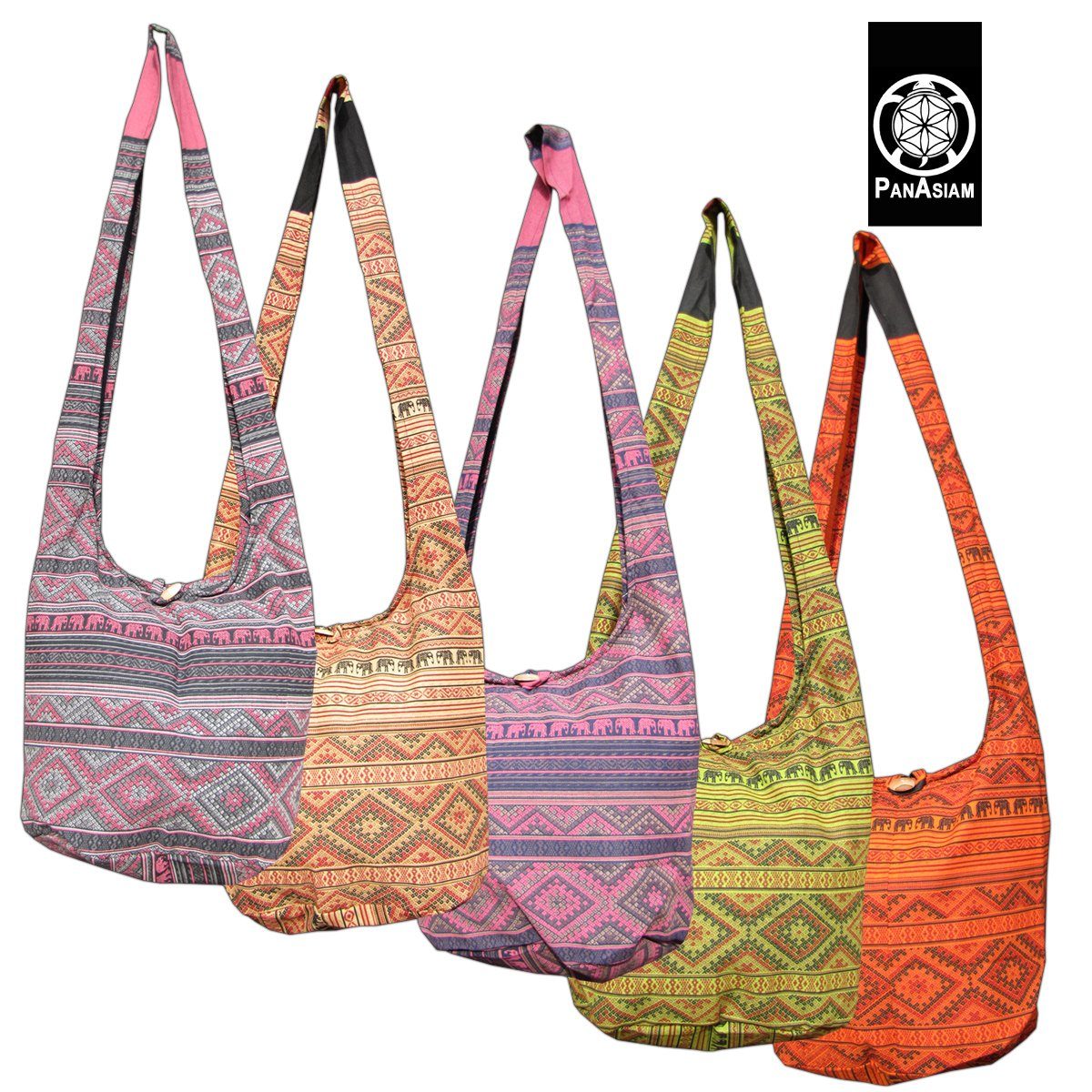 Größen, Beigeton Beuteltasche in PANASIAM aus 100% Strandtasche Umhängetasche Elefant oder Wickeltasche als Baumwolle 2 geeignet Handtasche Schultertasche Schulterbeutel