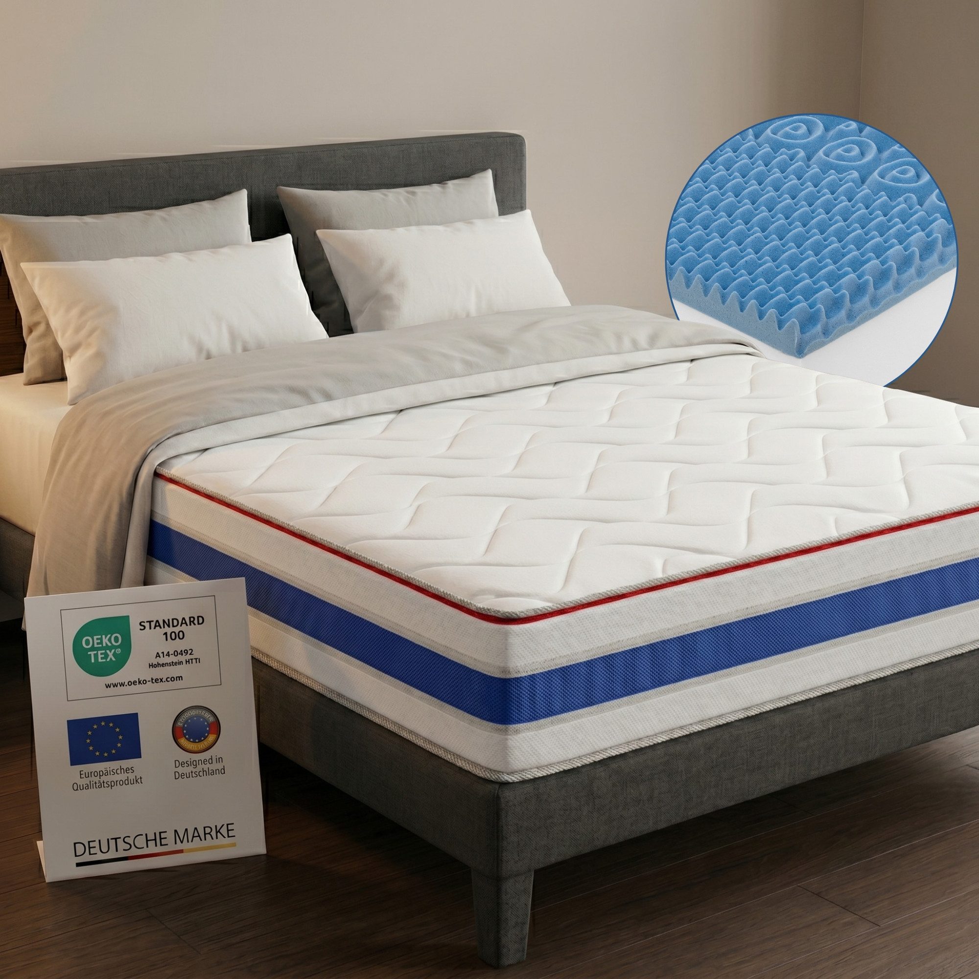 Kaltschaummatratze RELAXX 7 Zonen Matratze, wendbar H2 H3, Memoryschaum, Arensberger, 25 cm hoch, (180 x 200 cm, 180x200cm), Gelschaum, Rollmatratze, 25 cm, 90x200 140x200 & mehr, waschbar