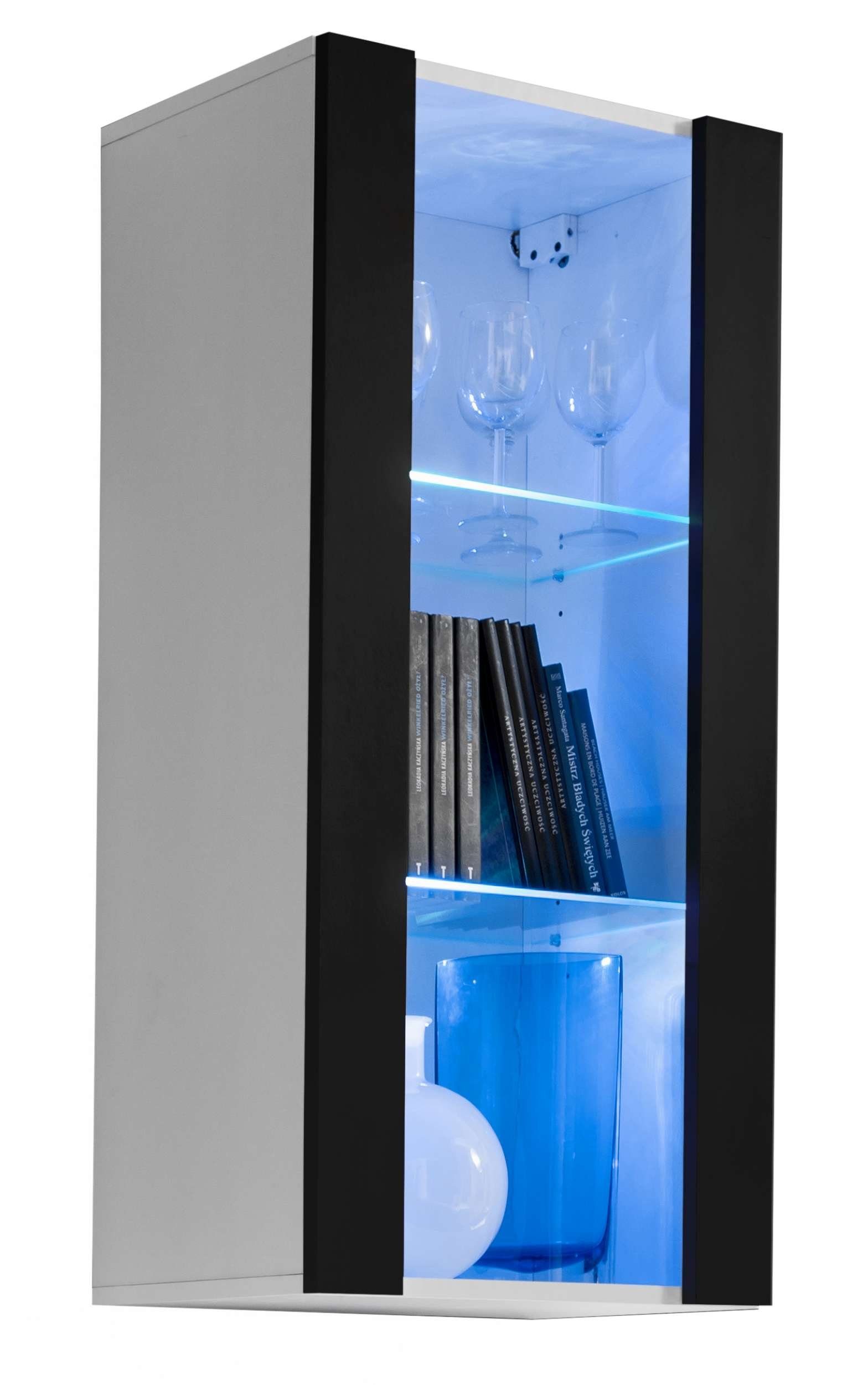 99rooms Vitrine Azara (Hängevitrine, Glasvitrine, Wohnmöbel) wahlweise mit LED-Beleuchtung, mit Glaseinsatz, viel Stauraum, Design Modern, variabel hängbar, aus Holzwerkstoff