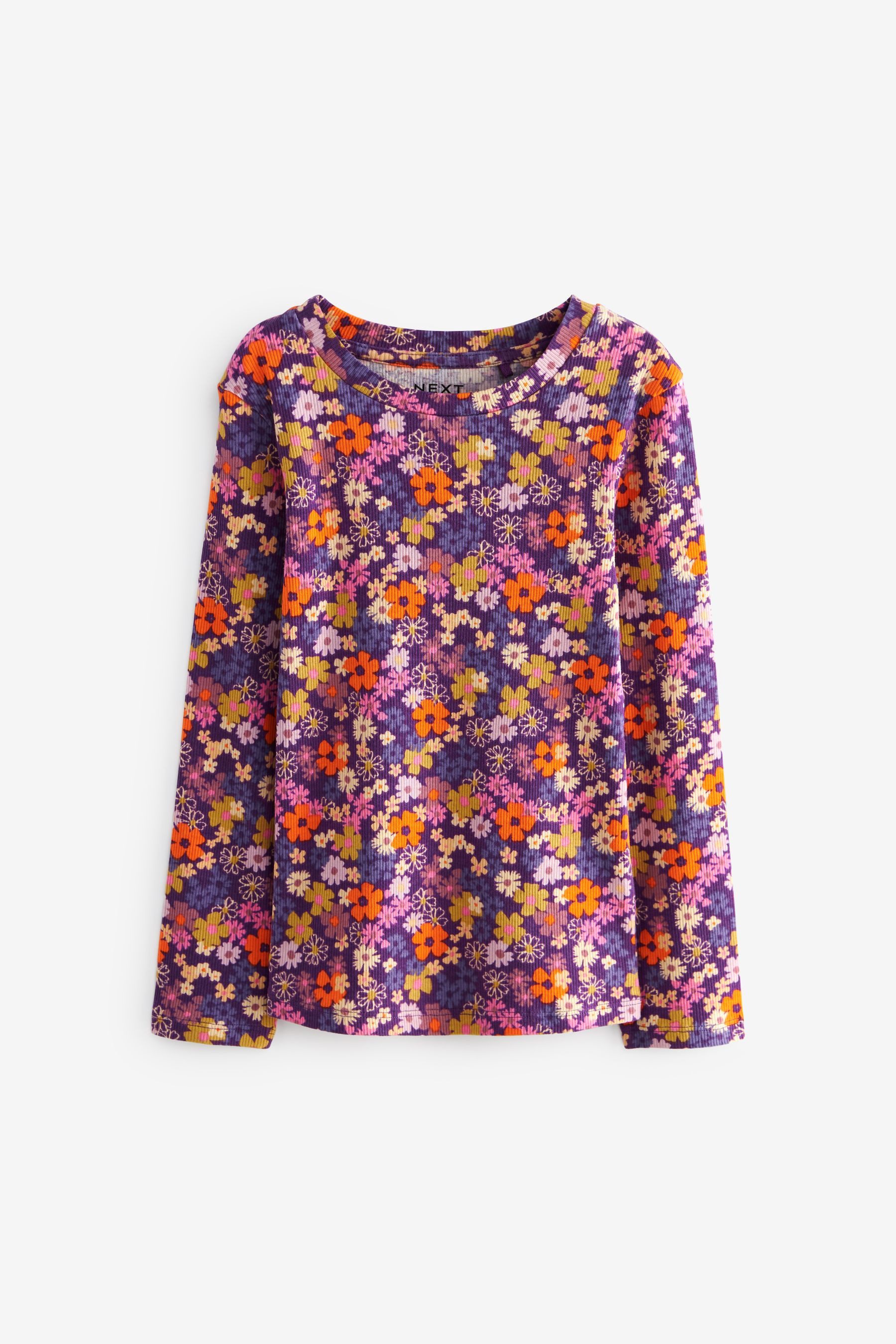 Next Langarmshirt Langärmeliges geripptes Shirt im 4er-Pack (4-tlg)