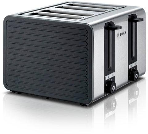 BOSCH Toaster TAT7S45, 4-Schlitz Toaster, mit Abschaltautomatik, 4 kurze Schlitze, 1800 W, ideal für 4 Scheiben Toast, 1800 W, Edelstahl/grau