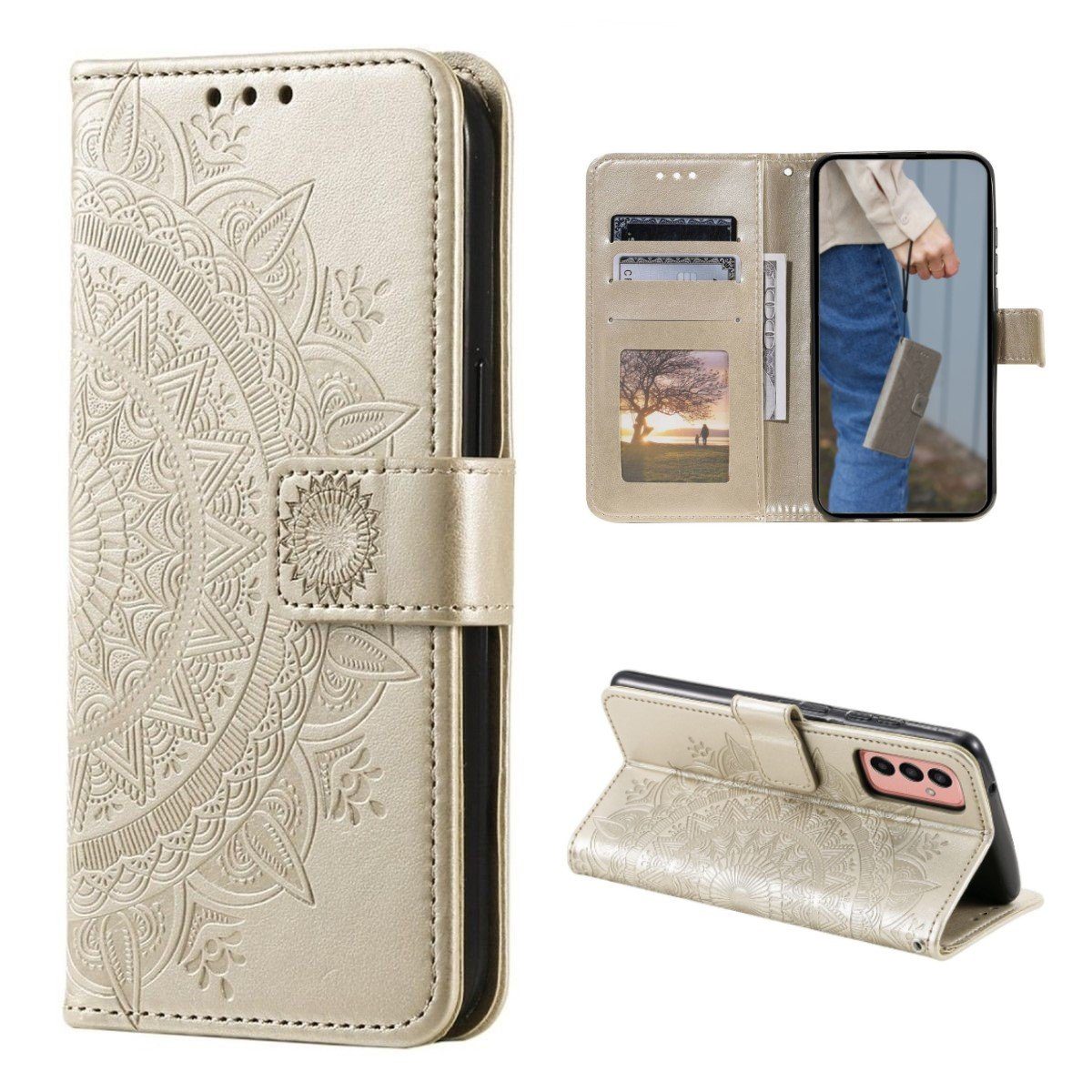CoverKingz Handyhülle Hülle für Samsung Galaxy A54 5G Handyhülle Flip Case Cover Etui 16,26cm (6,4 Zoll), Klapphülle Schutzhülle mit Kartenfach Schutztasche Motiv