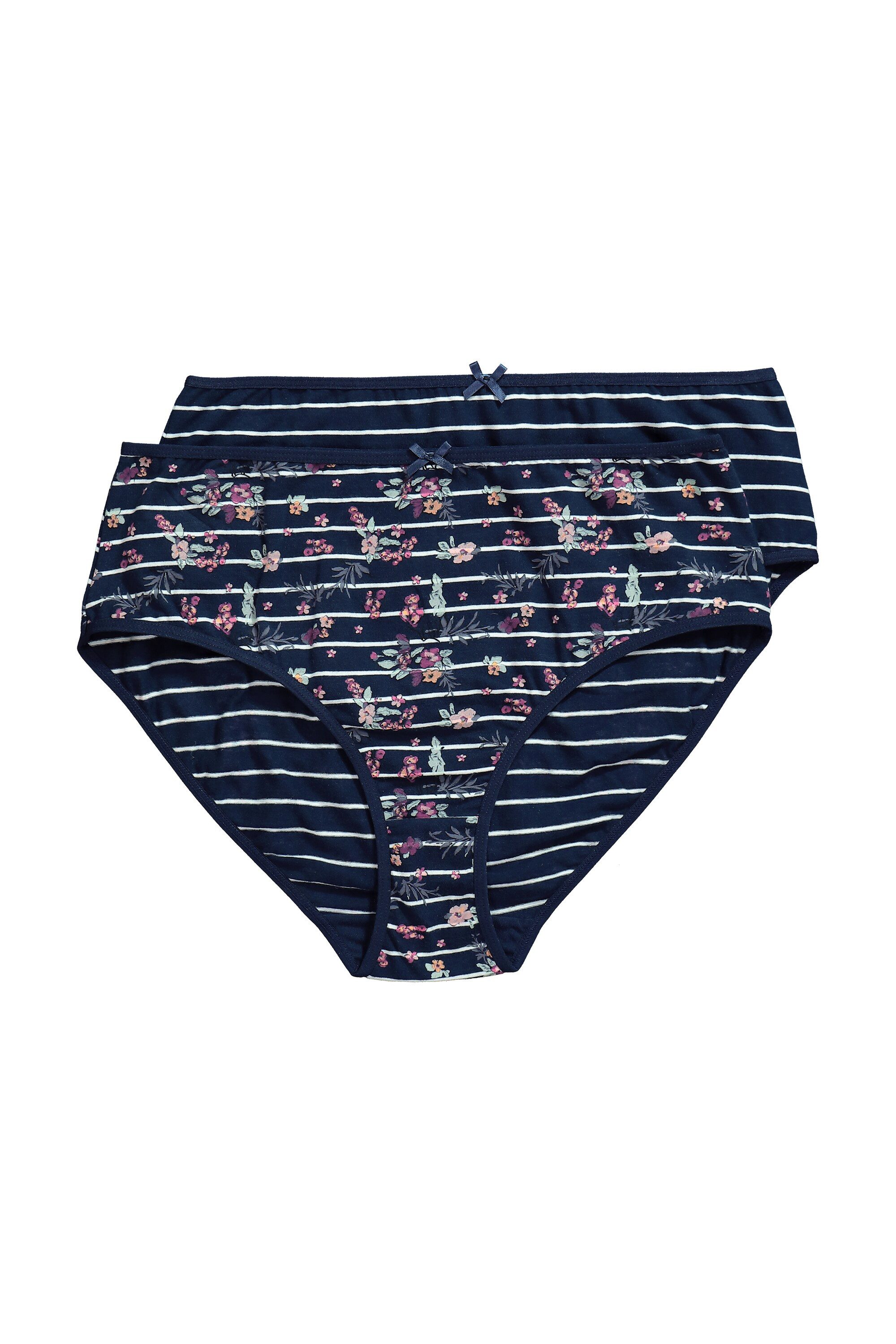 Ulla Popken Midislip Midislips 2er-Pack Blüten/Streifen Biobaumwolle