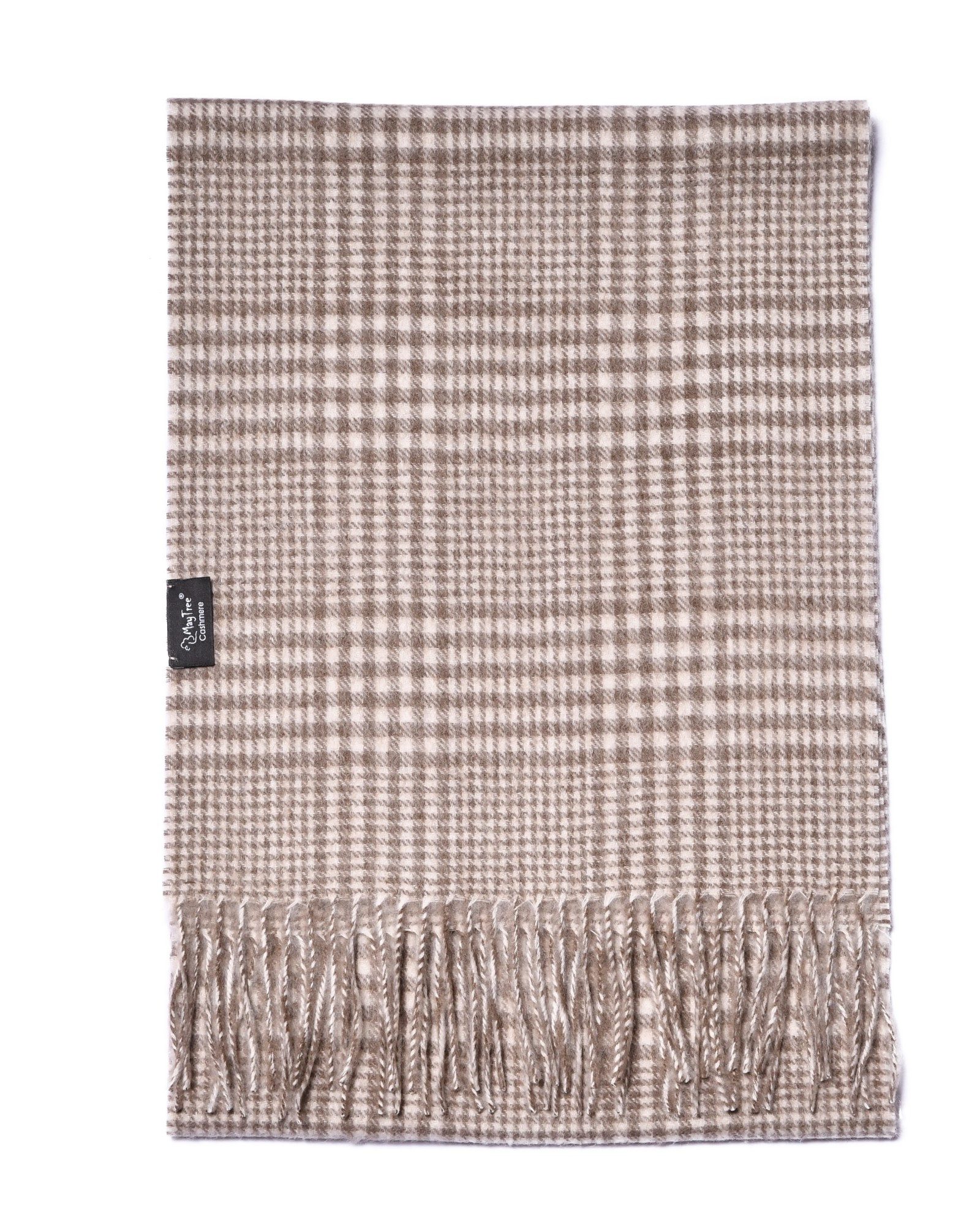MayTree Kaschmirschal Unisex, 180 x 30cm, mit Fransen, klassischer Hahnentritt, (Stück, 1-St), 100% Kaschmir