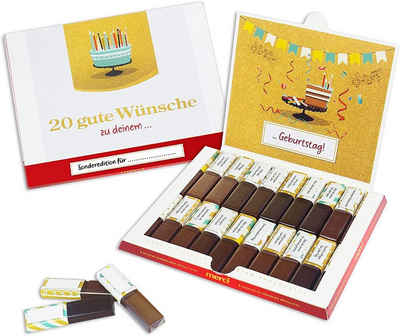 SURPRISA Aufkleber Set '20 Wünsche' für Merci Schokolade, Das persönliche Dankeschön zum Geburtstag - kreatives Geschenk