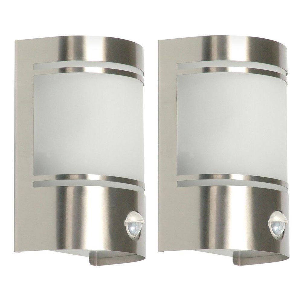 Set Lampen 2er Sensor Bewegungs inklusive, Außen Wand nicht Leuchten Außen-Wandleuchte, etc-shop Edelstahl Leuchtmittel Glas