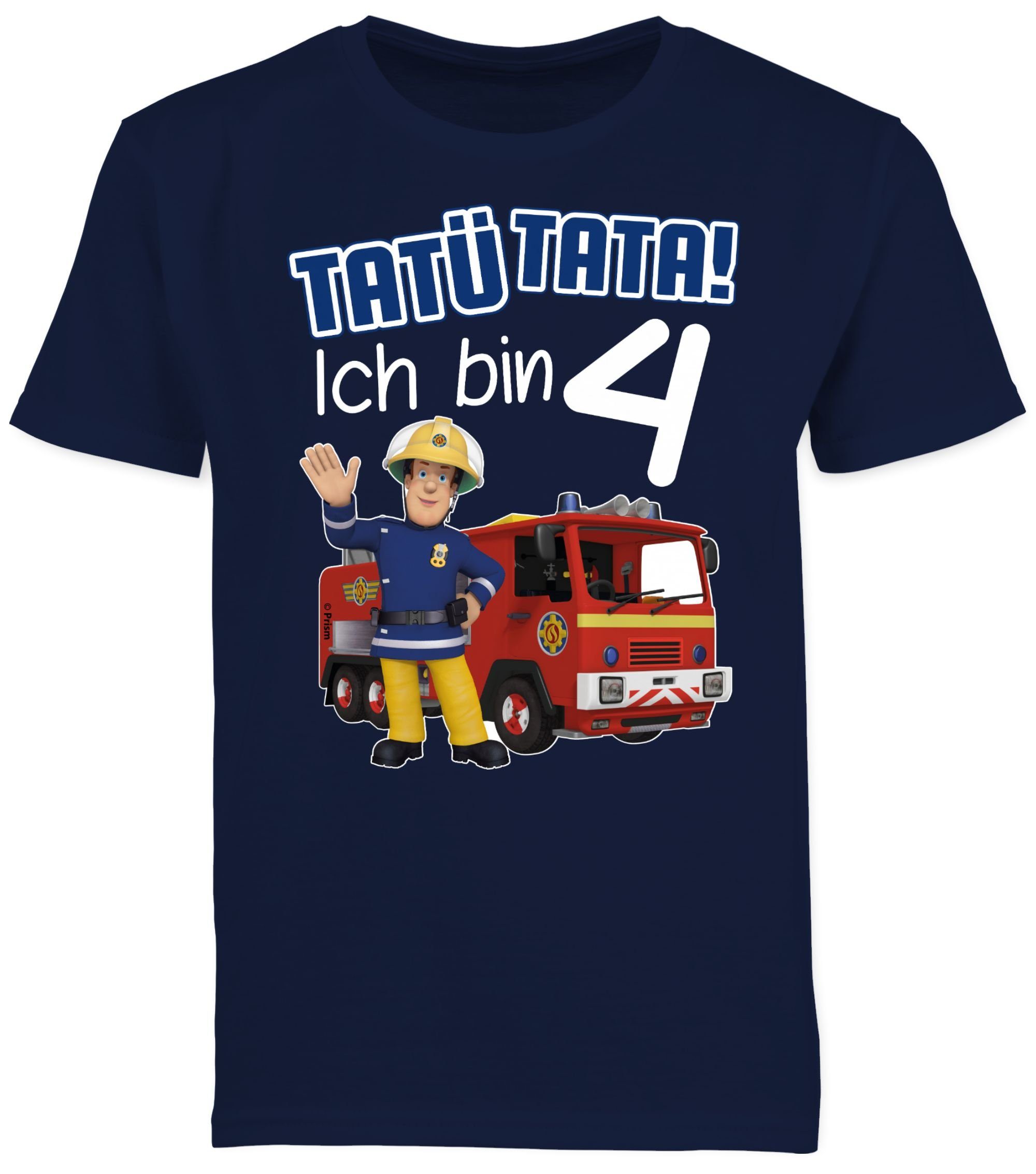 T-Shirt Feuerwehrmann Tatü Dunkelblau 4 bin Sam Shirtracer Ich Geburtstag Tata! Jungen 03