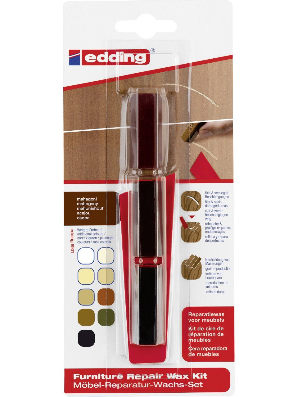 edding Hartholzöl Edding Möbel-Reparaturwachs-Set 8901 mahagoni