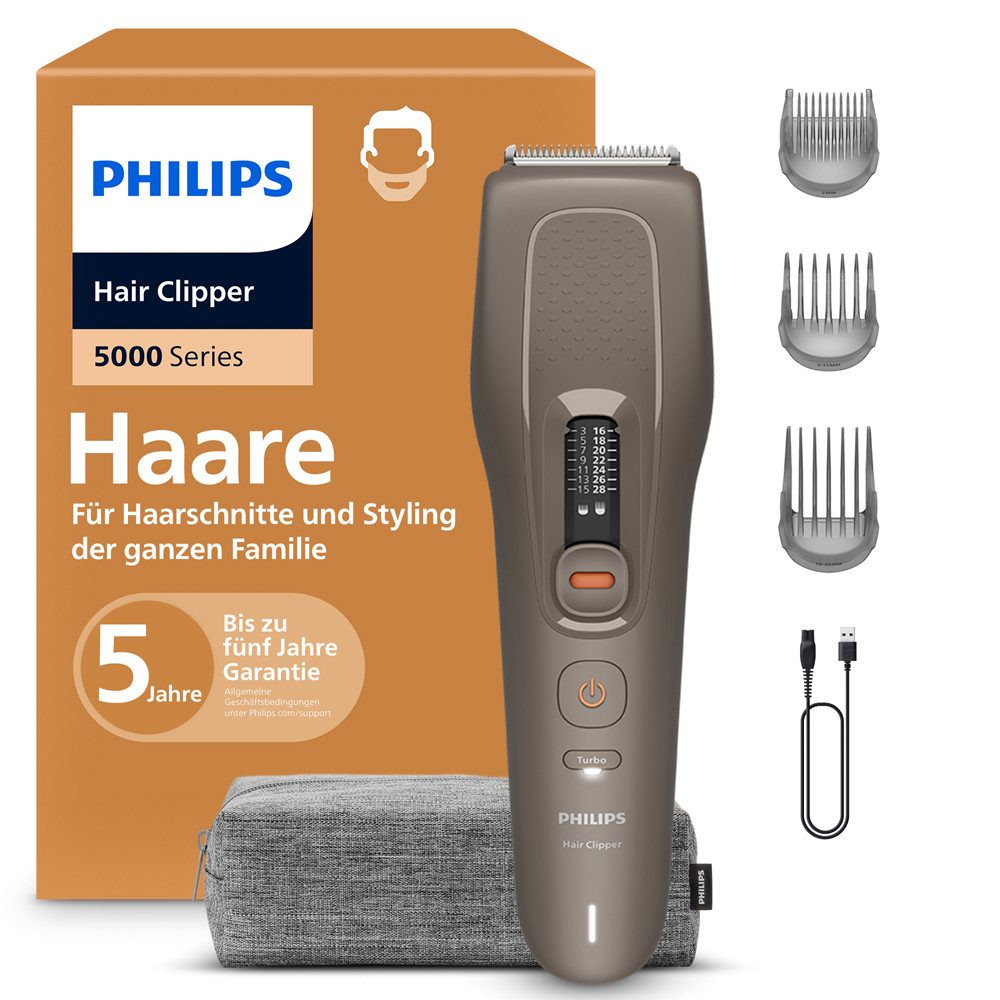Philips Haarschneider Serie 5000 HC5722/15, 10 Längeneinstellungen, Turbo Modus und PowerAdapt Sensor