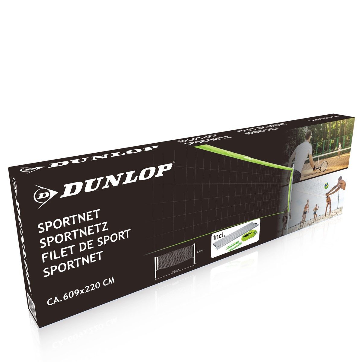 Dunlop Volleyballnetz Dunlop Netz 609x220 CM Grün/Schwarz (8x Metallrohre, 1x Netz, 4x Bodenanker mit Spannschnren) – Bild 5 von 5