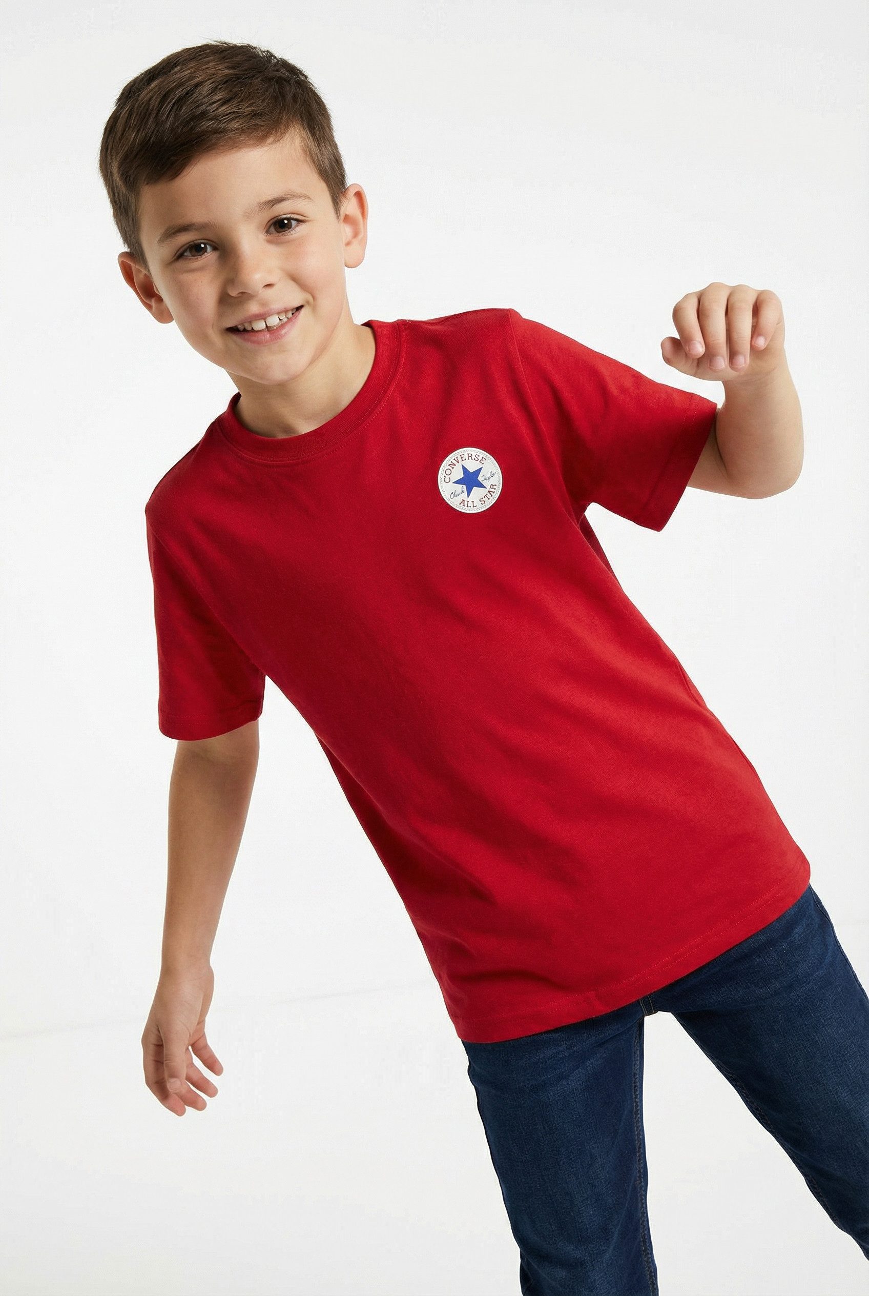Converse Kurzarmshirt für Kinder und Jugendliche mit Brandlabel innen, aus luftigem Jersey-Material