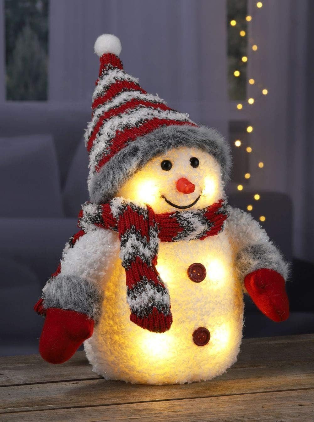 HI Weihnachtsfigur, LED Weihnachtsdeko - Schneemann - 26 cm - Grau günstig online kaufen