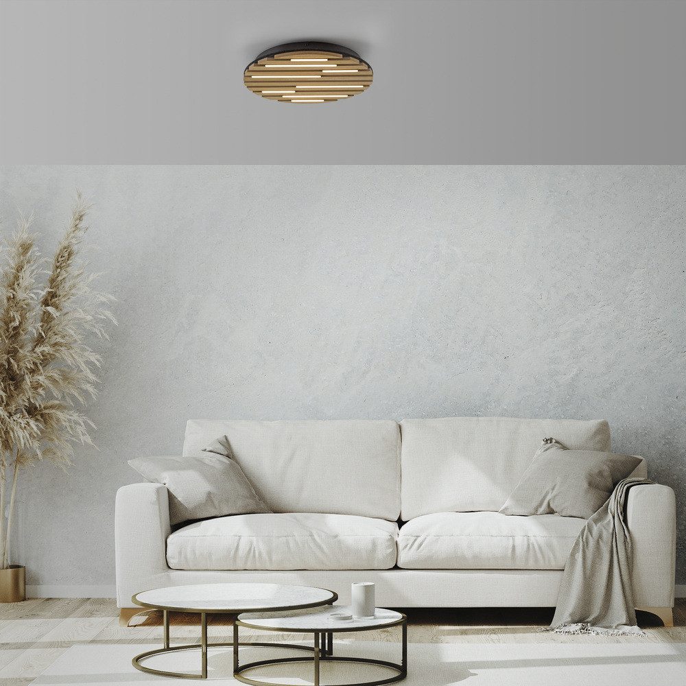 JUST LIGHT LED Deckenleuchte LED Deckenlampe AKUSTIK, Akustikpanel mit Echtholzfurnier, 5x LED-Board/ 12 Watt, warmweiß, Akustikpanel mit Echtholzfurnier Eiche