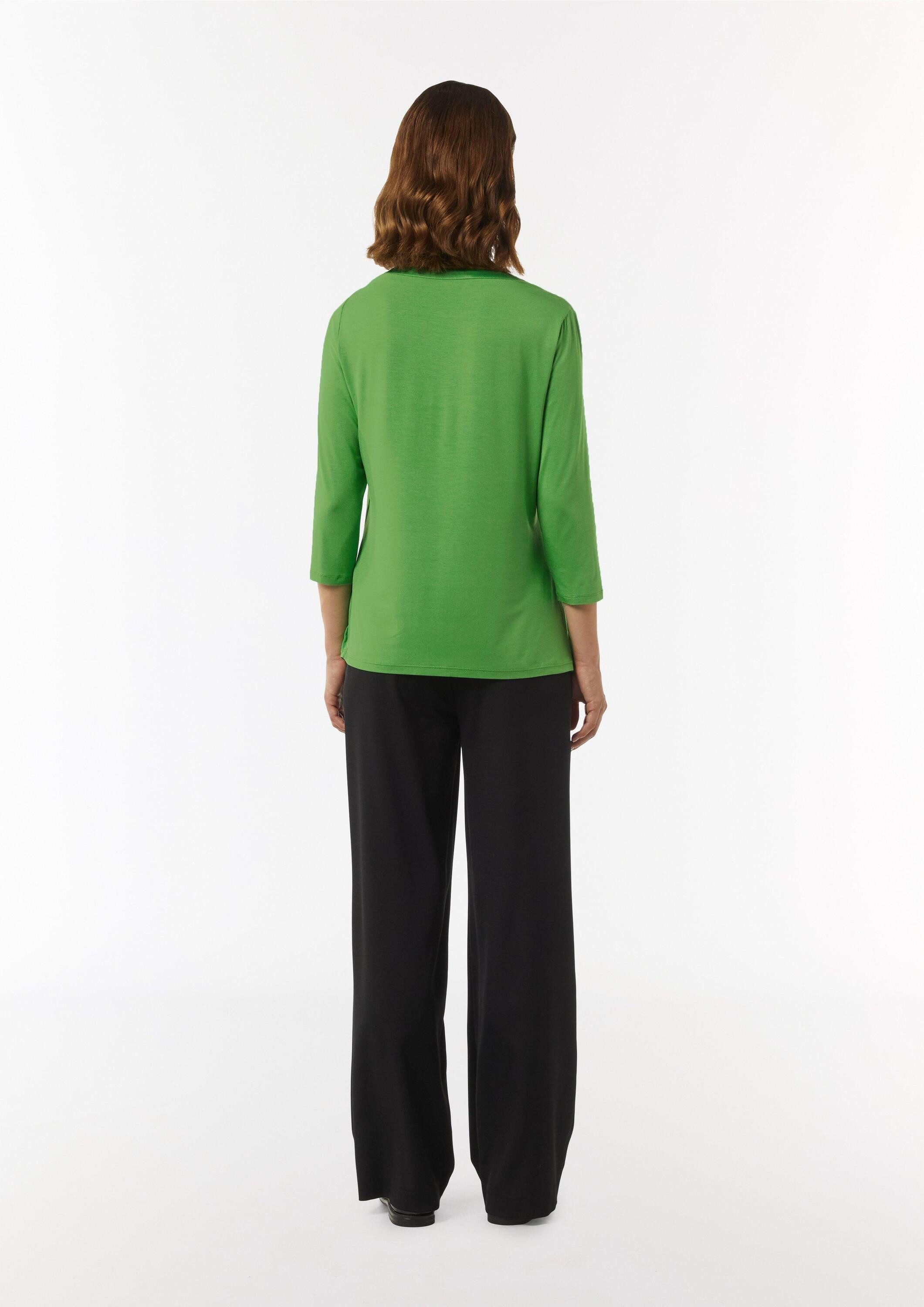 comma 3/4-Arm-Shirt T-Shirt Longsleeve mit Tunika-Ausschnitt und Satinblende