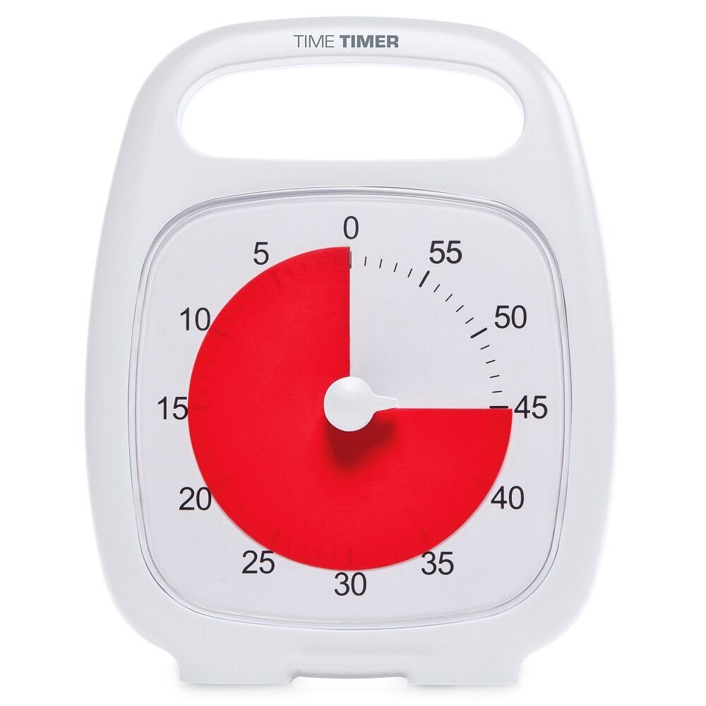 Time Timer Kurzzeitmesser Zeitdauer-Uhr Plus An- und Ausschaltknopf für Signalton 60 Min., Weiß