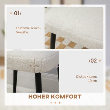 HOMCOM Fußhocker Fußstütze mit Kaschmir-Optik, Stahlbeine (Sitzhocker, 1 St., Schminkhocker), für Wohnzimmer, Schlafzimmer