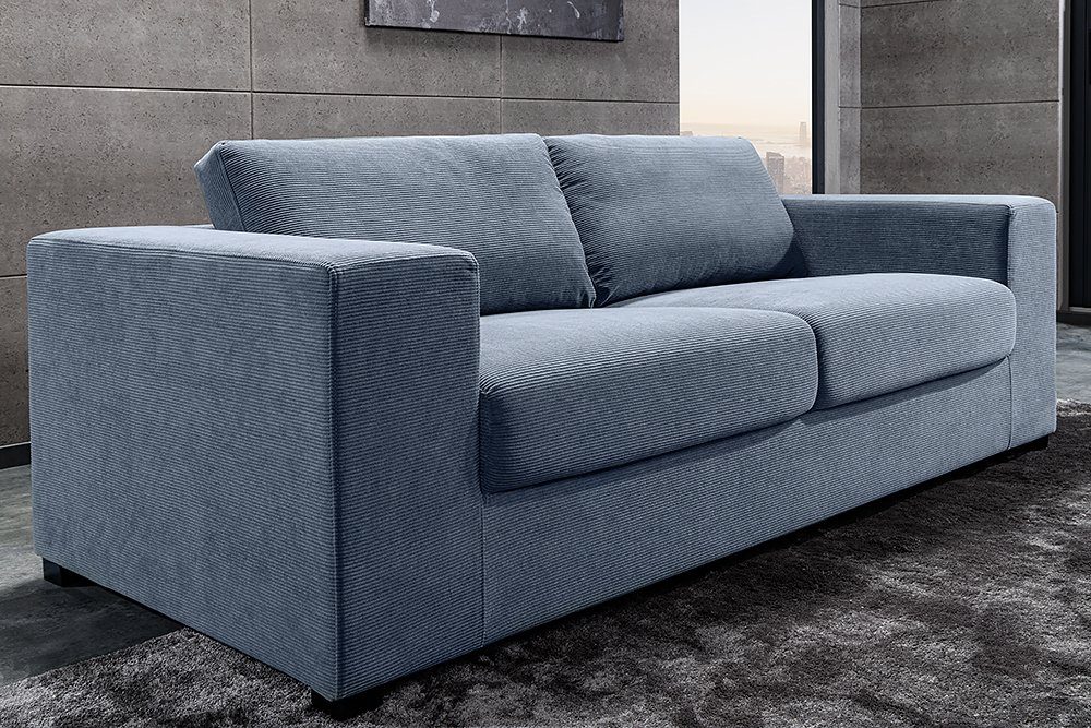 blau, LOUNGER | · Cord blau Design Teile, 1 Wohnzimmer Modern riess-ambiente Einzelartikel · | Federkern MR blau blau · 220cm 3-Sitzer