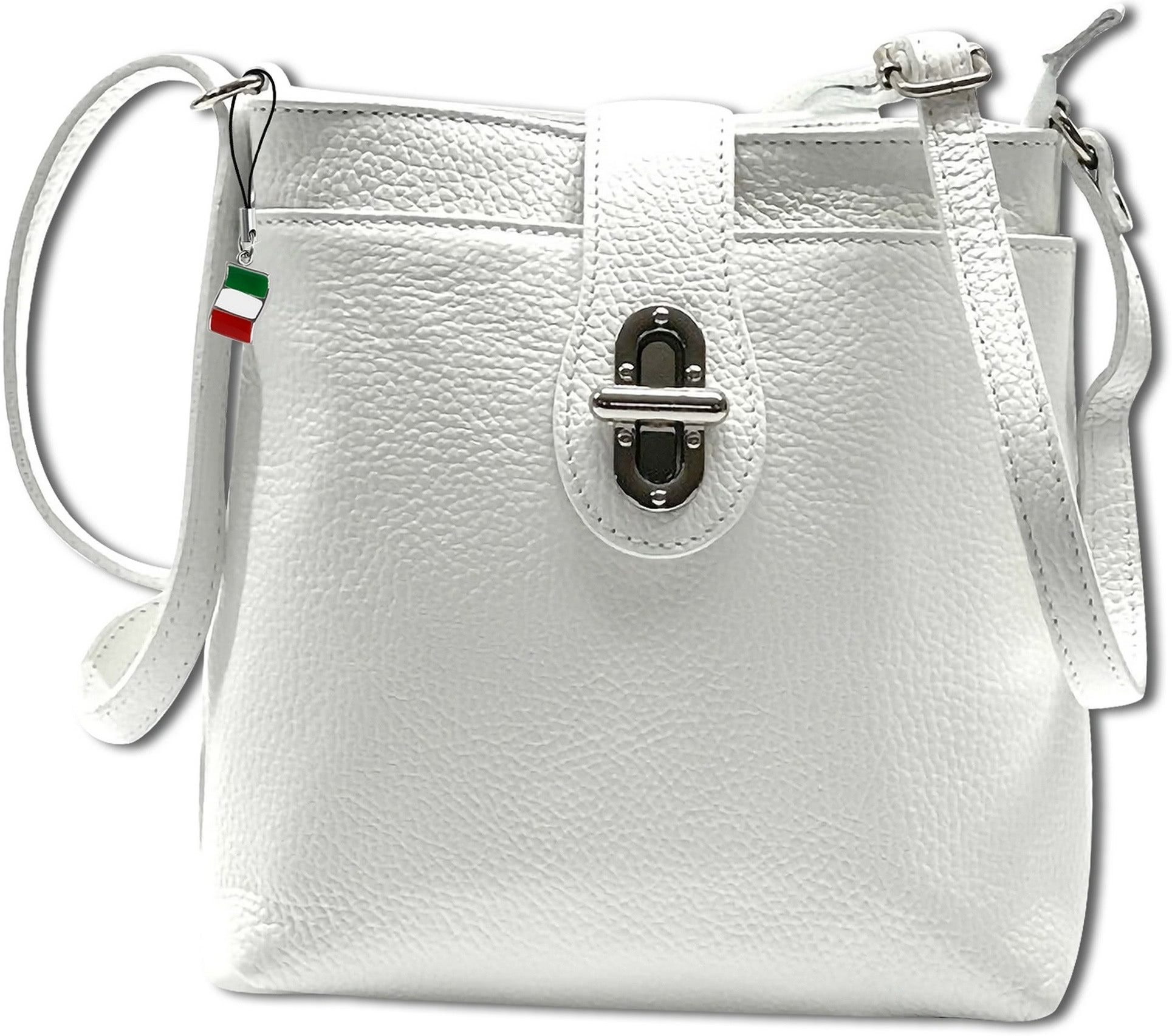 FLORENCE Umhängetasche Florence Umhängetasche Damen Tasche (Umhängetasche, Umhängetasche), Damen Tasche Echtes Leder weiß, Made-In Italy