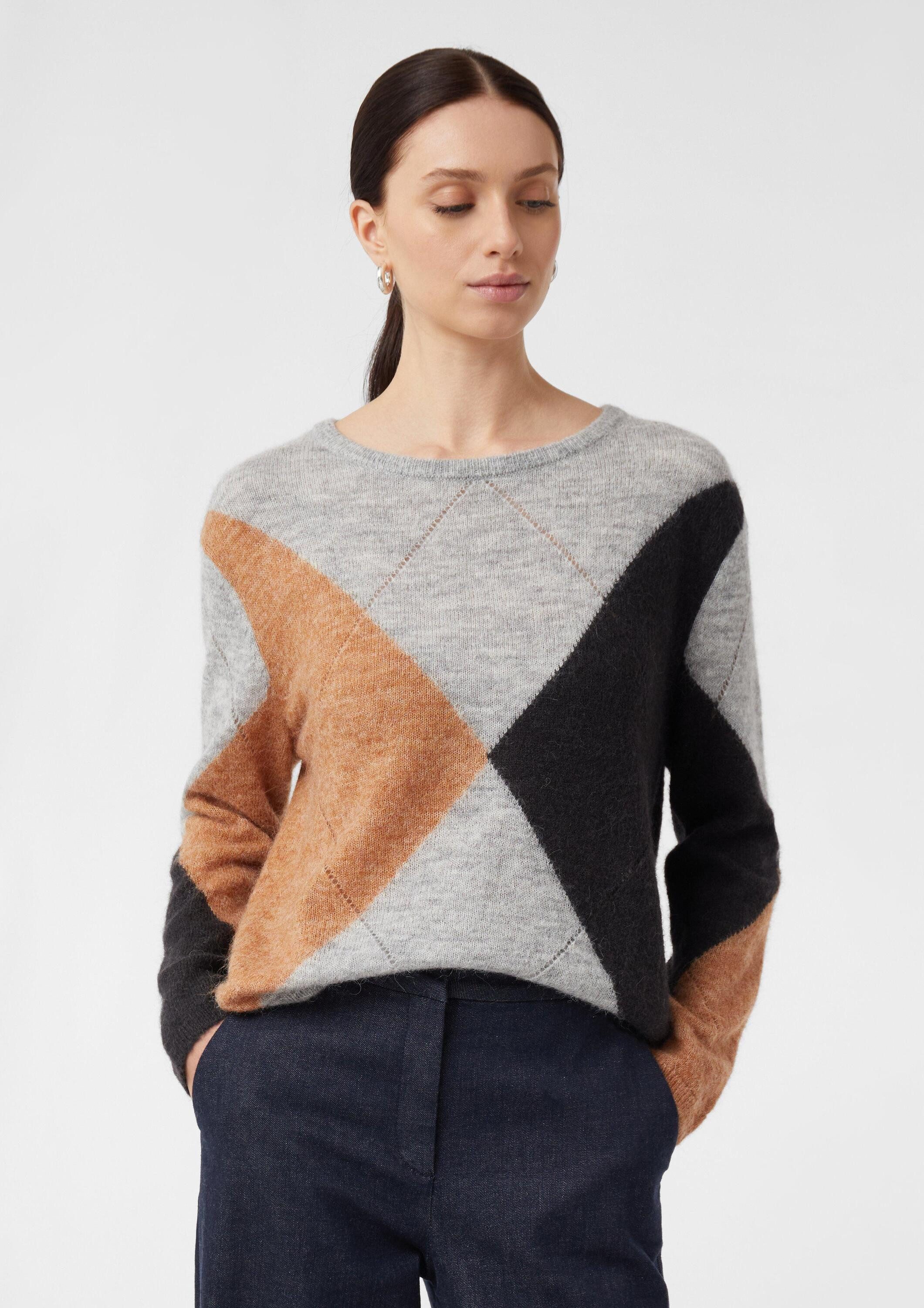 comma Longpullover Strickpullover Strickpullover aus Alpakawollmix mit Raut günstig online kaufen