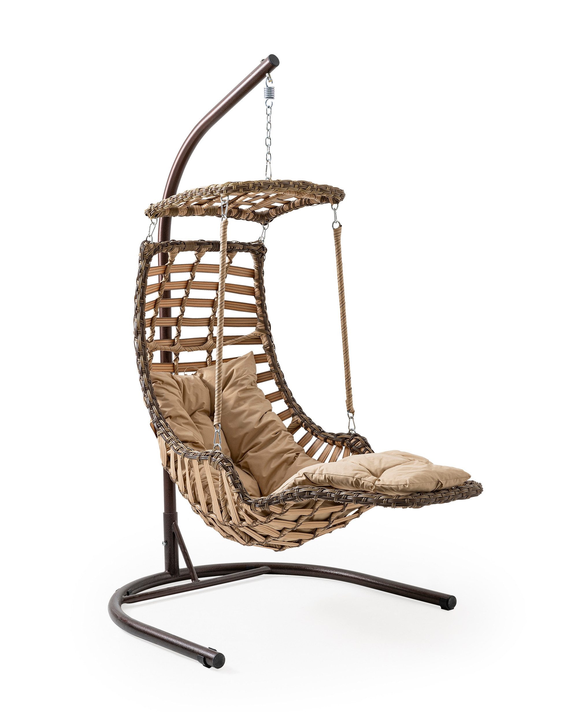 gowoll Hängesessel mit Gestell und Kissen Handgeflechtet Rattan Gartenschaukel Bodrum, mit Relaxfunktion