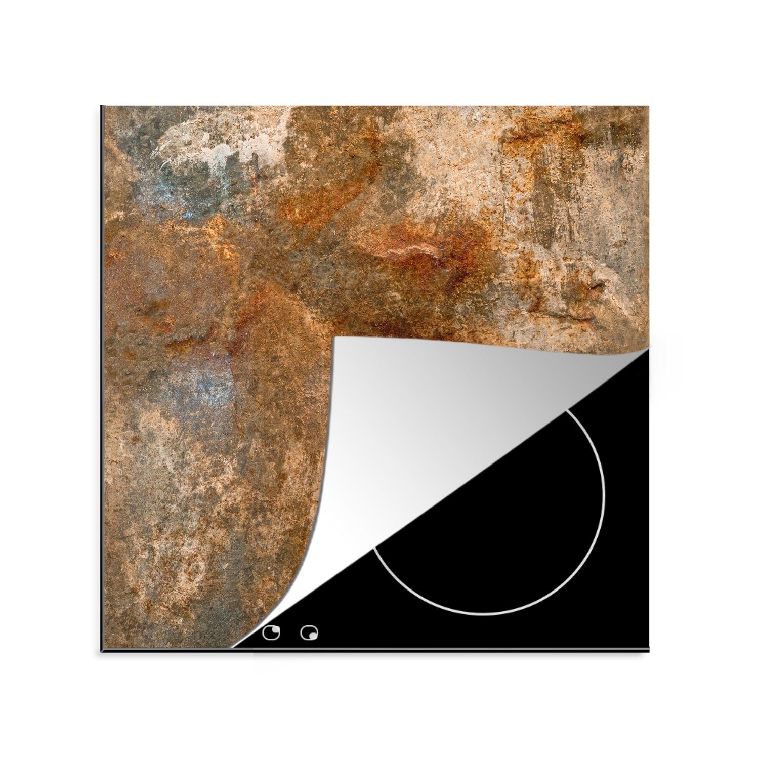 MuchoWow Herdblende-/Abdeckplatte Rost - Gold - Bronze, Vinyl, (1 tlg), 78x78 cm, Ceranfeldabdeckung, Arbeitsplatte für küche