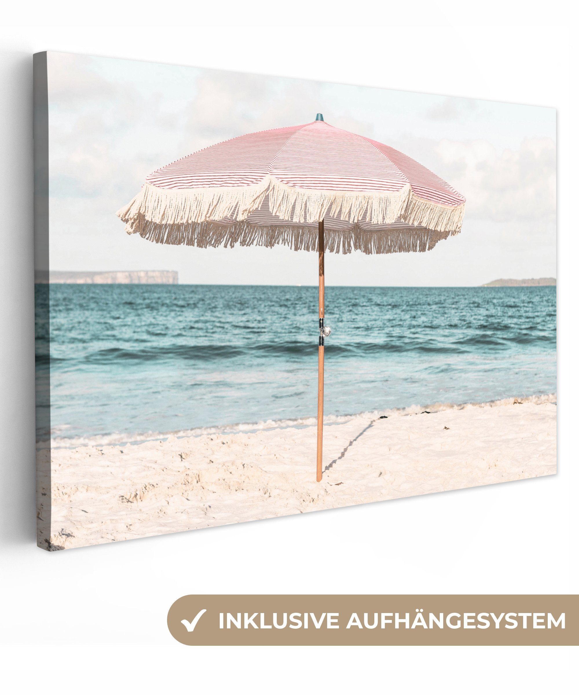 OneMillionCanvasses® Leinwandbild Sonnenschirm - Strand - günstig online kaufen