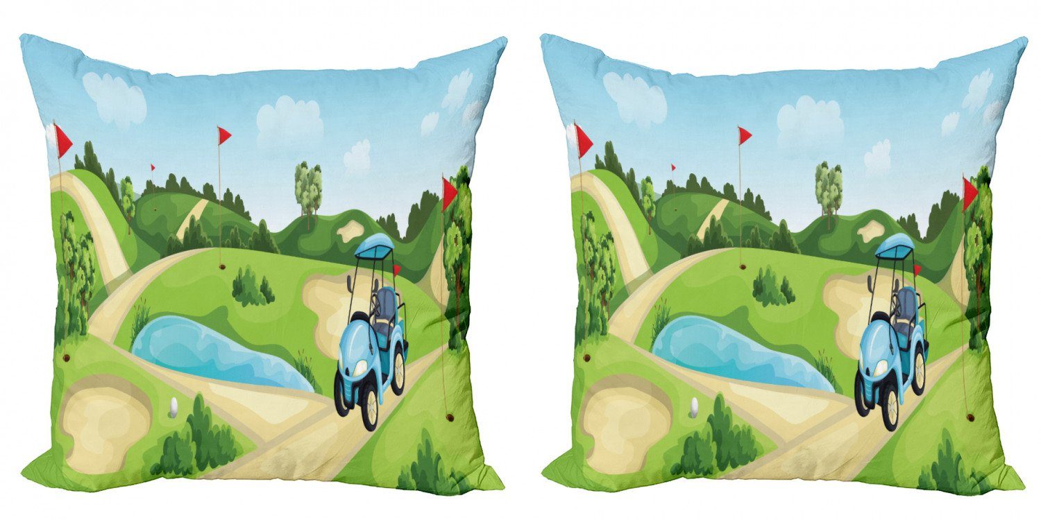 Kissenbezüge Modern Accent Doppelseitiger Digitaldruck, Abakuhaus (2 Stück), Golfplatz-Szene Hills Autofahnen