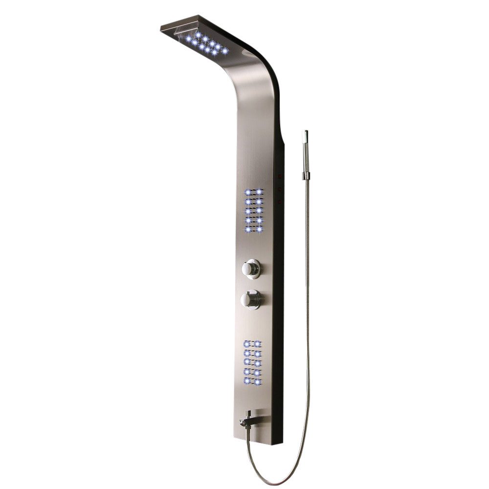 HOME DELUXE Duschsystem Duschpaneel ORINOCO, Höhe 156 cm, mit LED Beleuchtung I Edelstahl Duschsäule, Duscharmatur