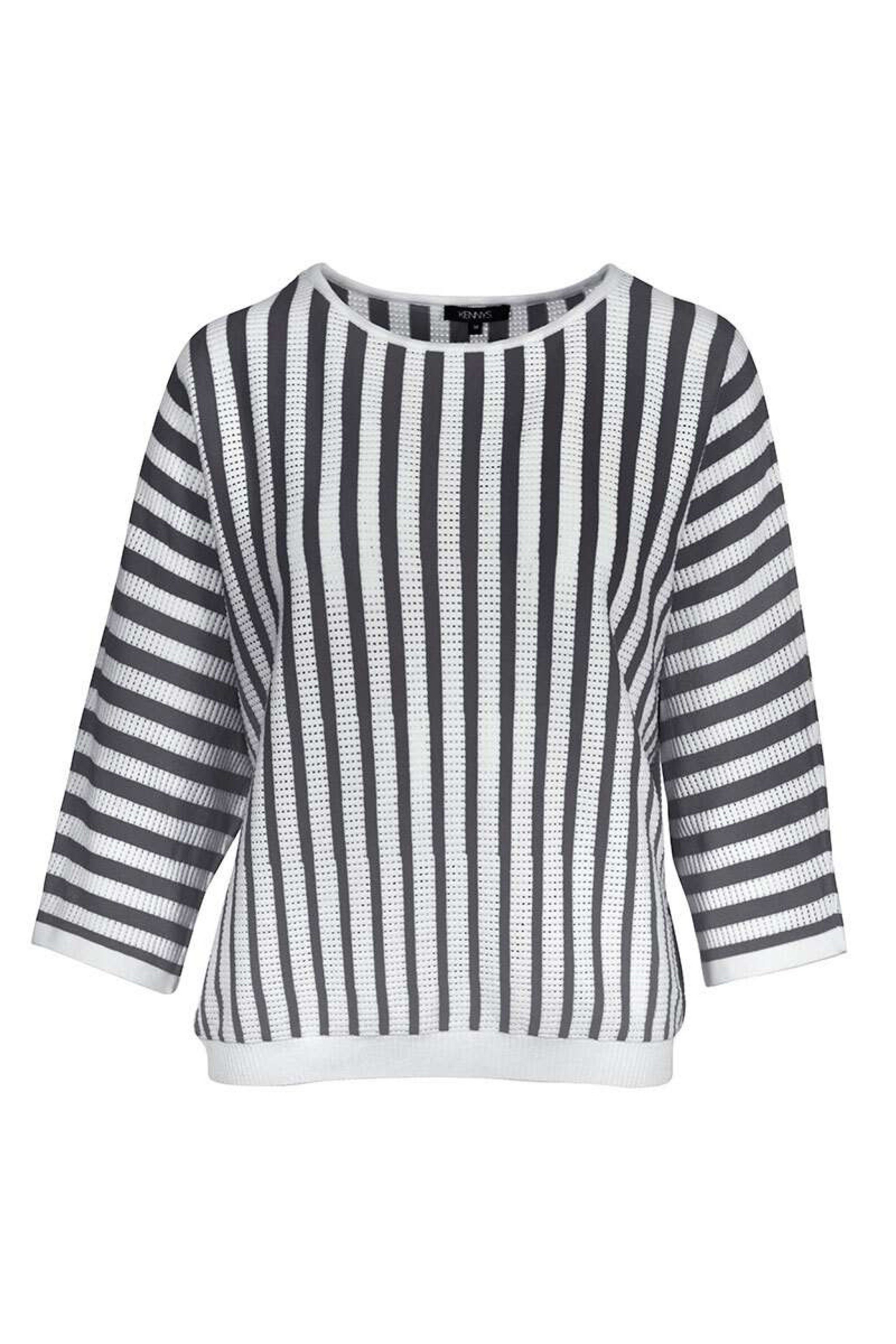 Kenny S. Rundhalspullover 510384 3/4 A. PULLI STREIFEN
