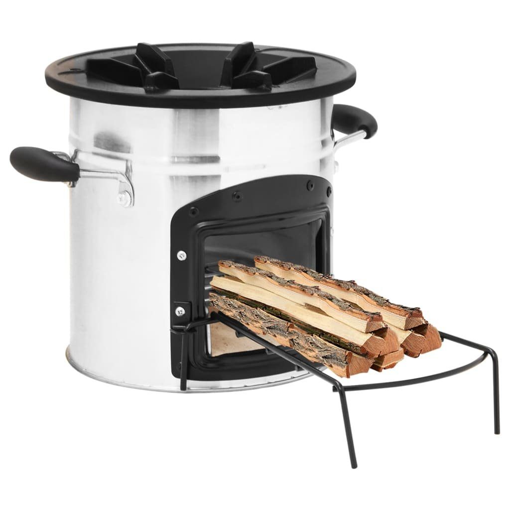 vidaXL Feuerstelle Camping-Ofen Silbern 45,5x33x25,5 cm Edelstahl