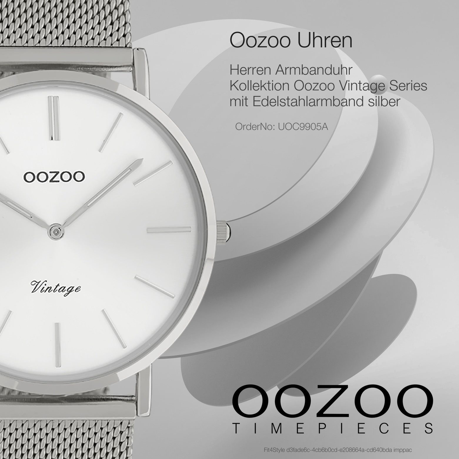 OOZOO Quarzuhr Oozoo Herren Armbanduhr silber Analog, (Analoguhr), Herrenuhr rund, groß (ca. 40mm) Edelstahlarmband, Fashion-Style