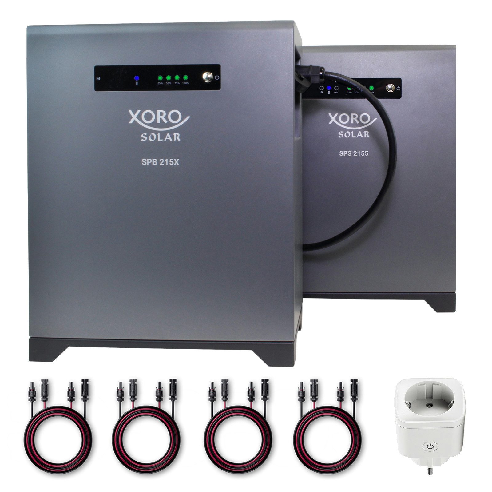 XORO SOLAR 4 kWh Stromspeicher-Set SPS 2155 & SPB 215X inkl. SPP 16A2 Smart Plug Stromspeicher 4032 mAh (48 V, 1 St), Erweiterbar bis 6048 Wh