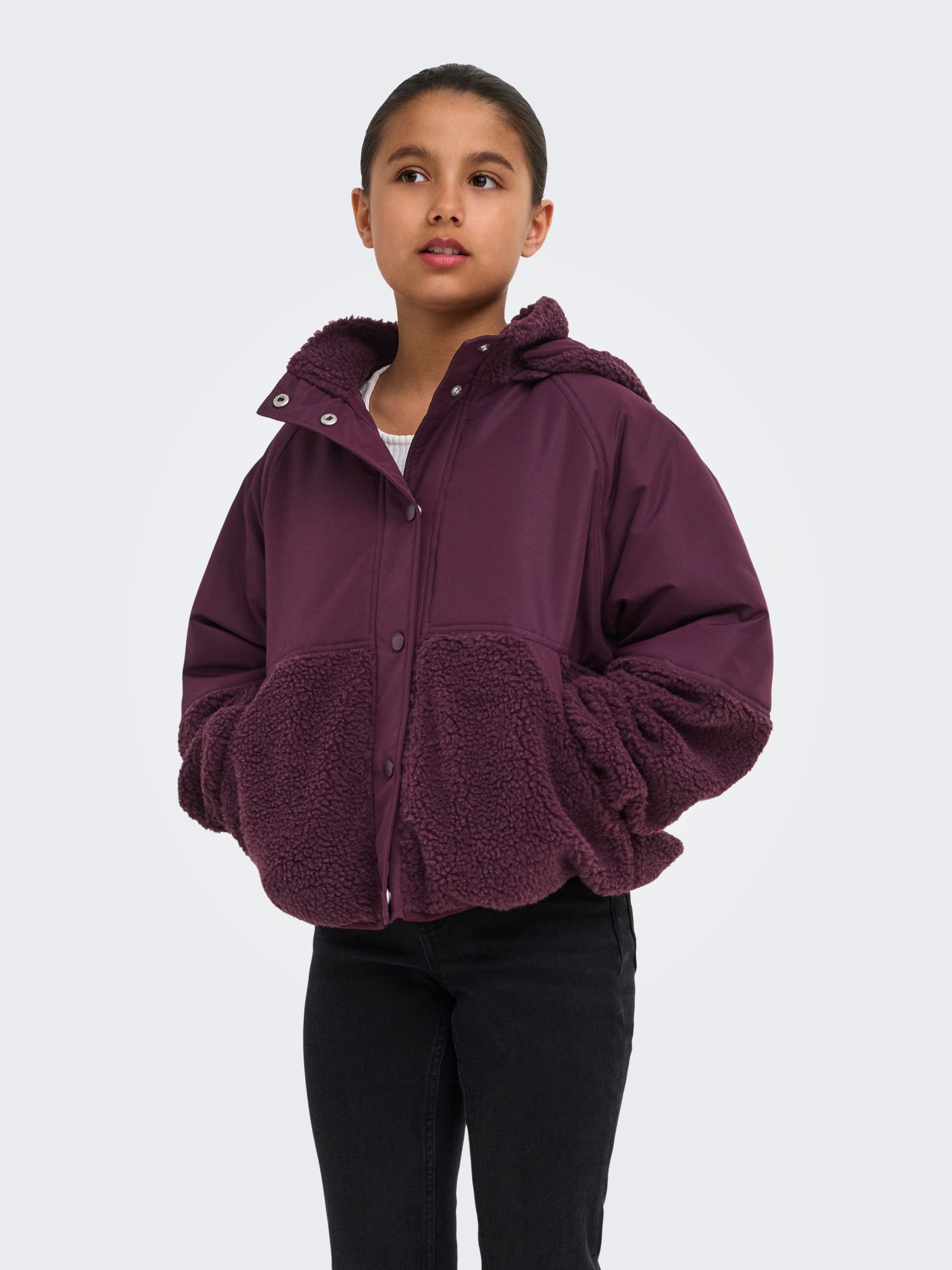 KIDS ONLY Kapuzenplüschjacke KOGNOMI TEDDY MIX JACKET VD OTW im tollen Materialmix mit Plüsch