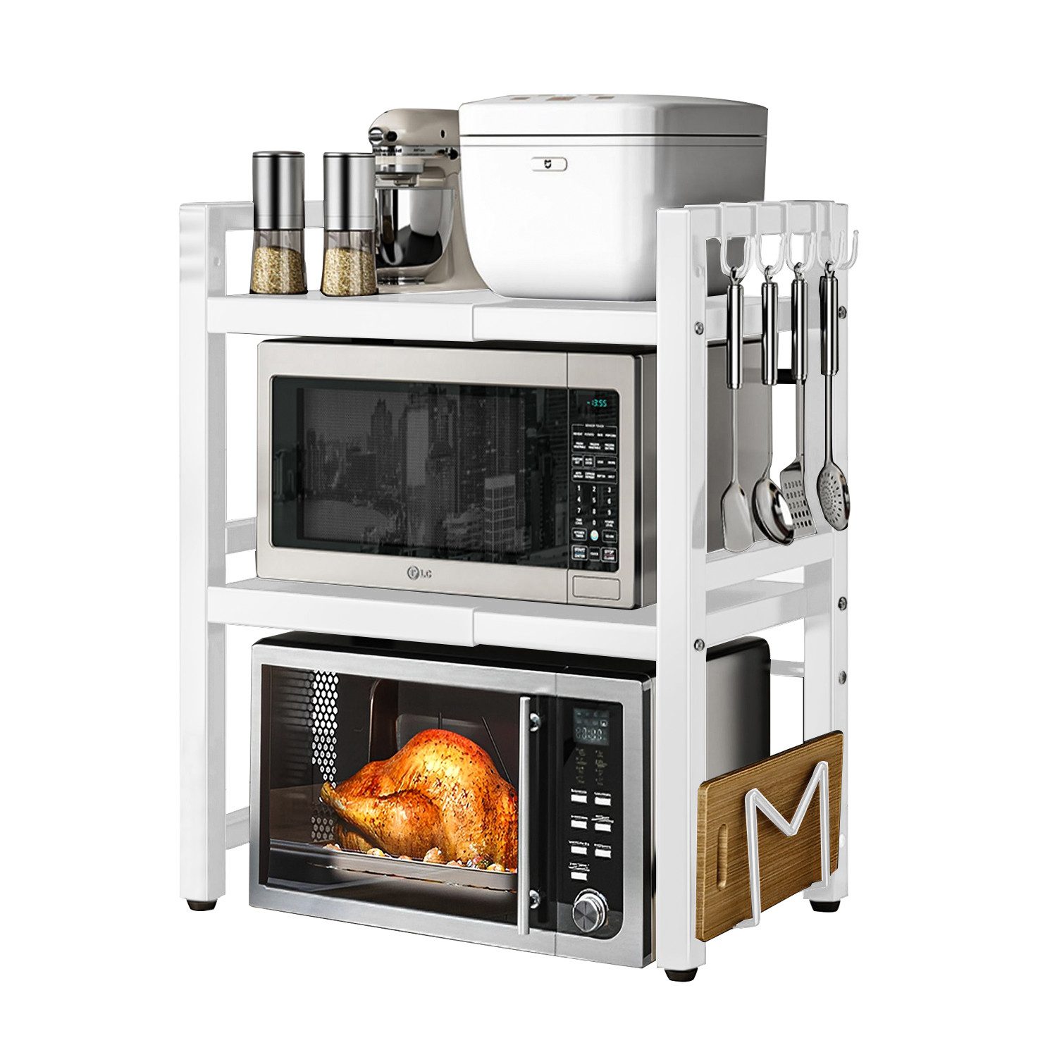 devesanter Regalelement Dreistöckiges ausziehbares Mikrowellen-Regal 40–64 cm Länge, 1-tlg., Multifunktionales Küchenregal, Gesamthöhe 79 cm