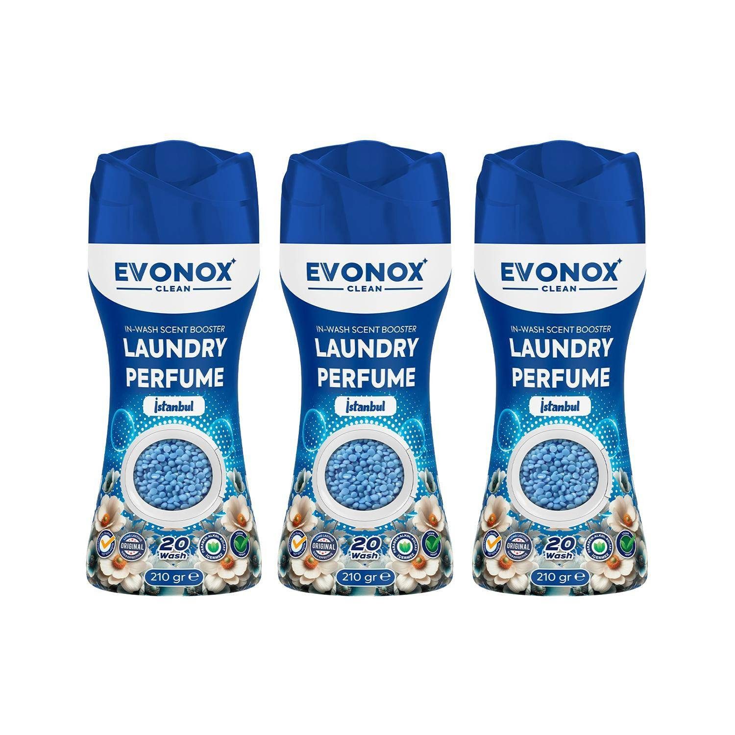 EVONOX Wäscheparfüm Wäscheparfüm 210g – Orchidee & Lilie, Frisch & Weich Set 1-3-5 (3-St)