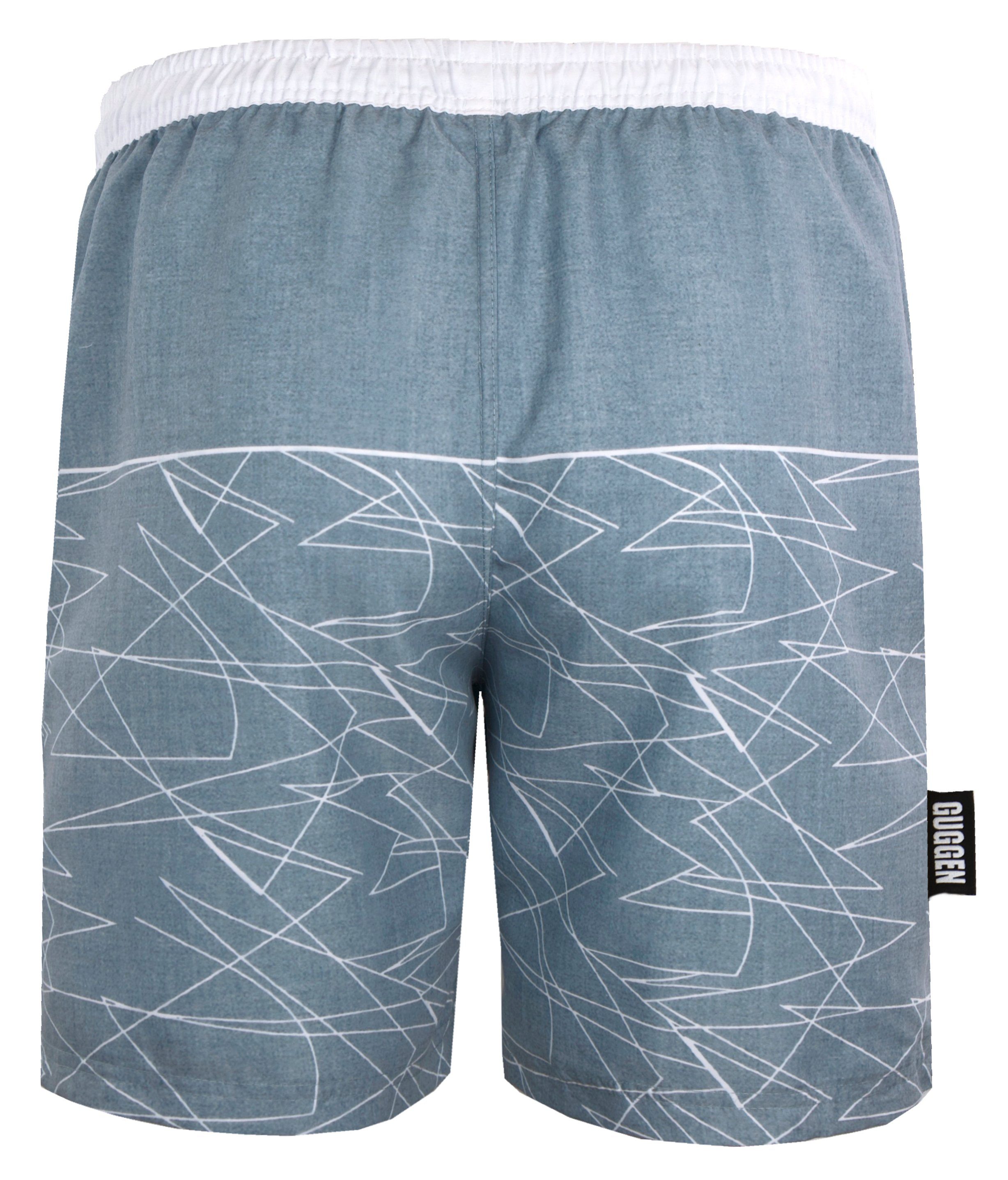 GUGGEN Mountain Badehose Badehose Herren Beachshorts Boardshorts Strandhose grau weißes Muster Schnelltrocknende Badeshorts mit Kordelzug grau weißes Muster