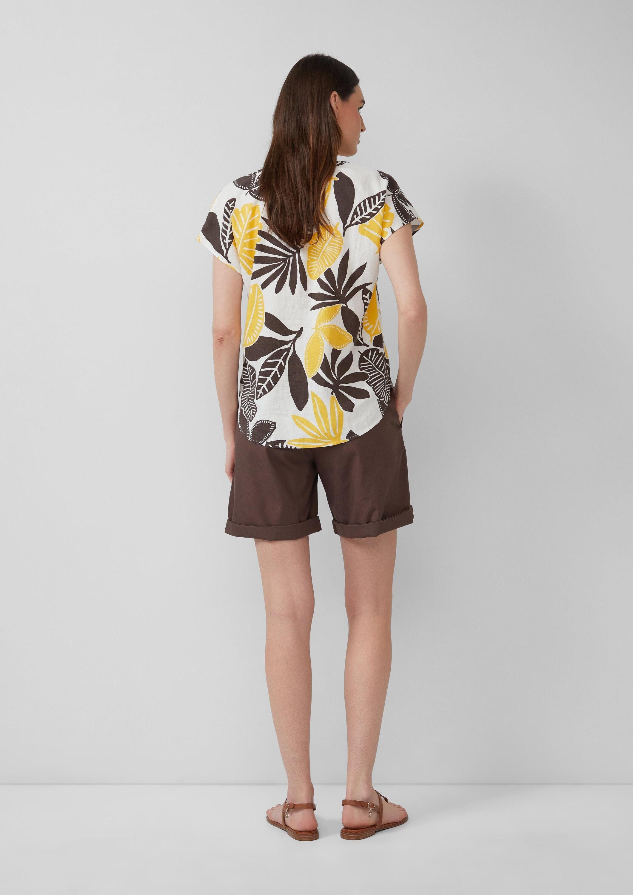 s.Oliver Kurzarmbluse Bluse Ärmellose Bluse aus Leinenmix im Relaxed Fit