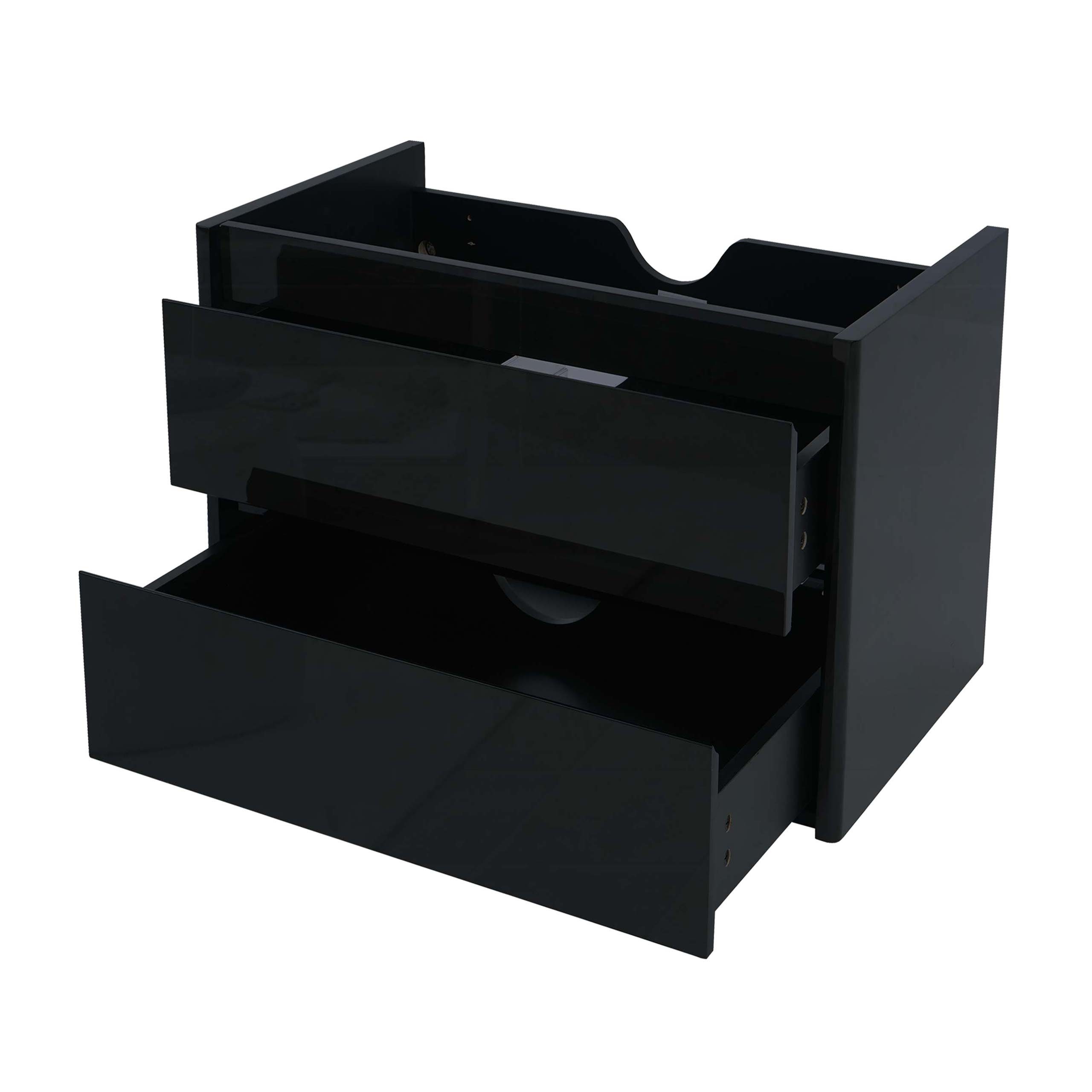 MCW Waschbeckenunterschrank MCW-B19-WU (1-St) Hochglanz-Optik, Soft-Close-System, 2 Schubladen, Zur Wandmontage