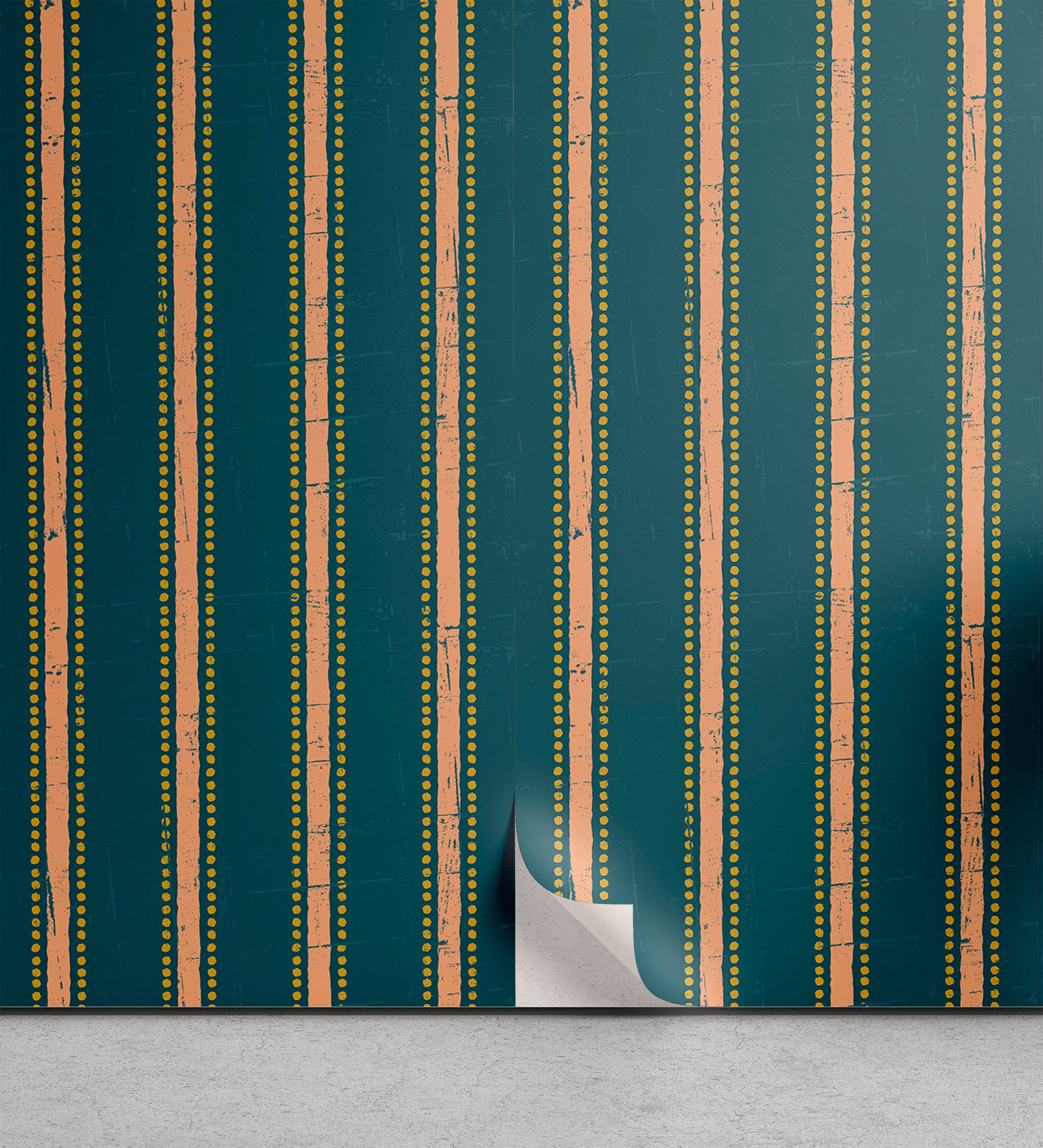 Abakuhaus Vinyltapete selbstklebendes Wohnzimmer Küchenakzent, Geometrisch Grungy Stripes Dots