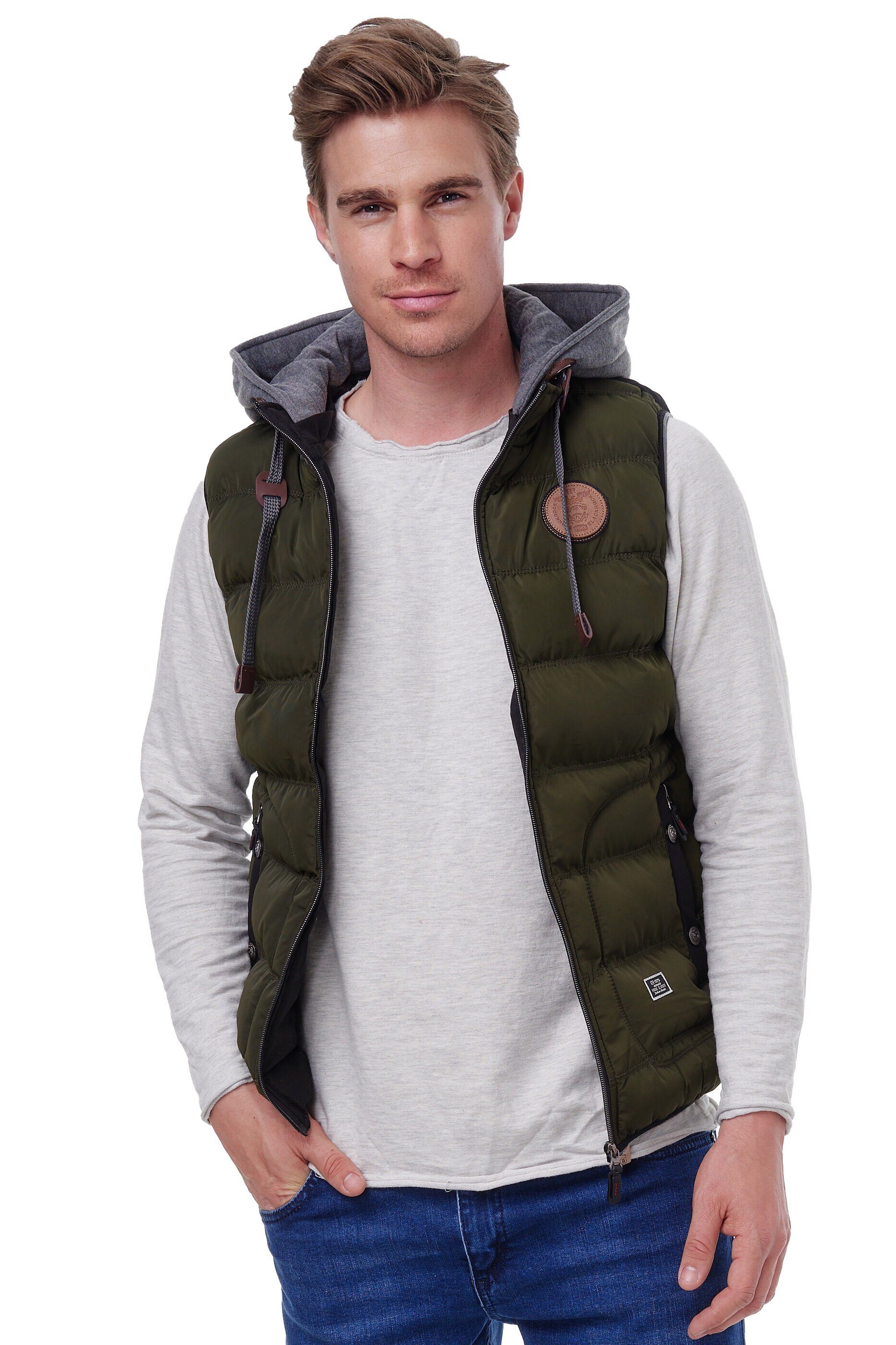 - - Steppweste Kapuze Abnehmbare BR1701 Outdoor-Weste Slim-Fit BLACKROCK Herren Khaki