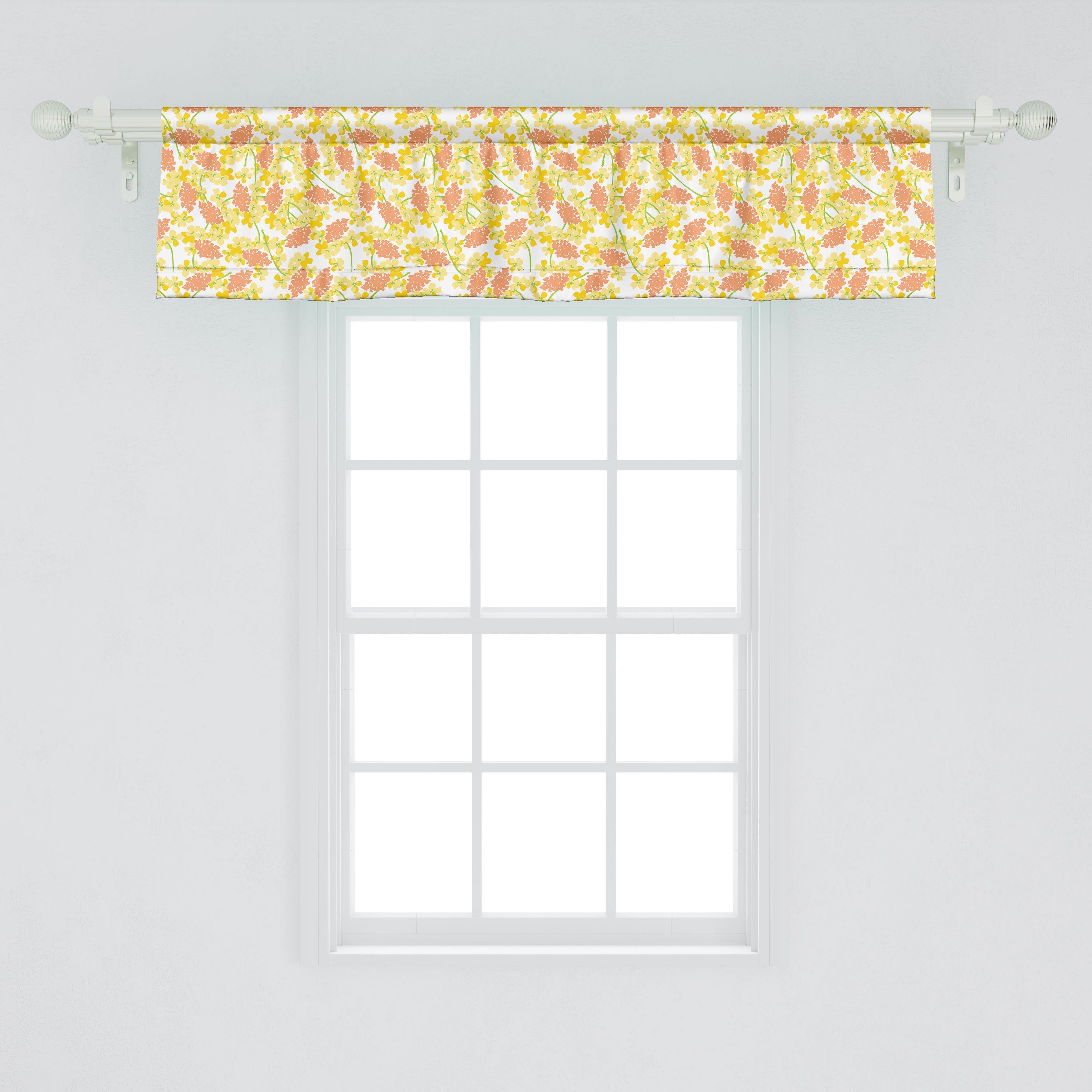 Scheibengardine Vorhang mit Dekor Küche Microfaser, Volant Stangentasche, Strelitzia Bunt Abakuhaus, Schlafzimmer für Silhouetten