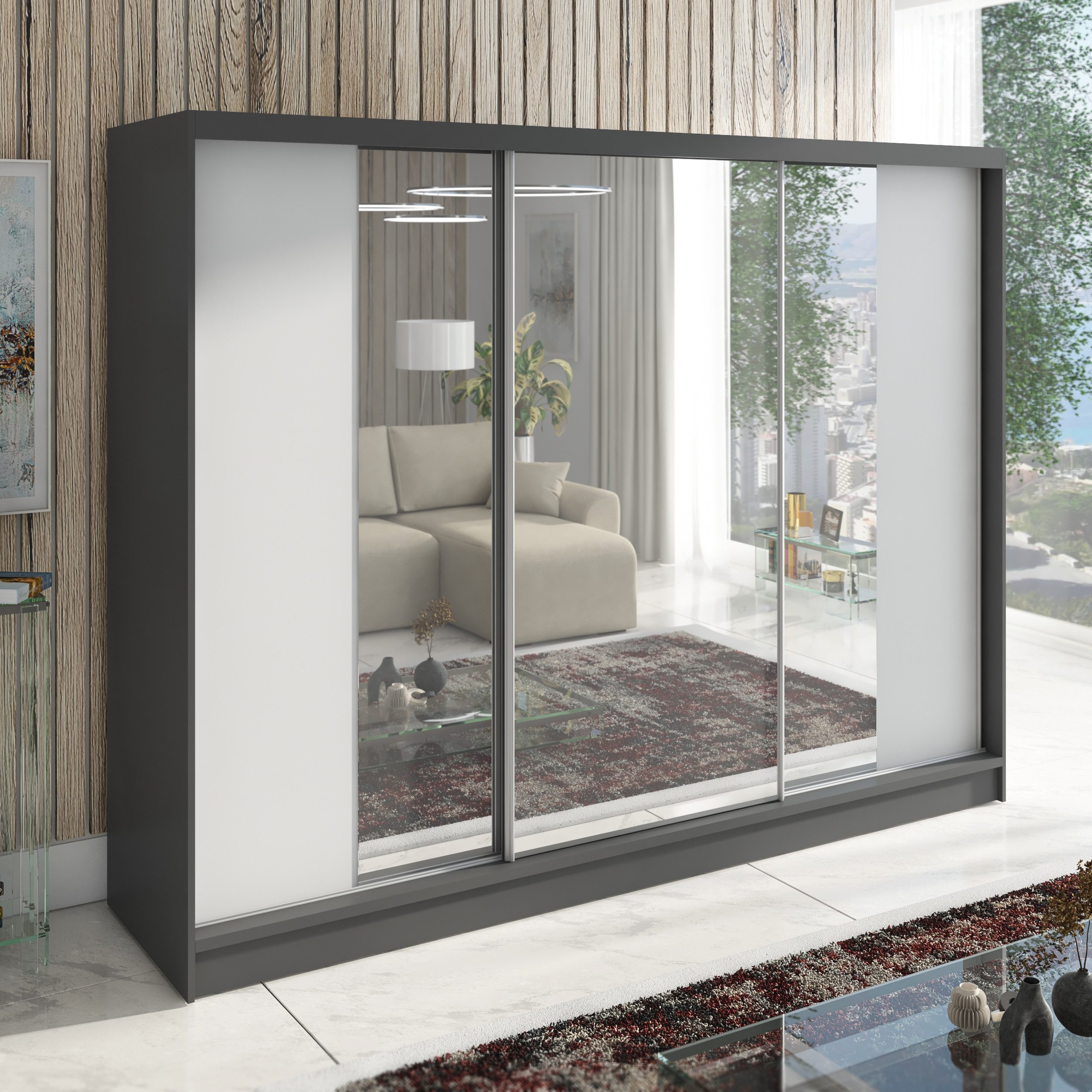 A&J MöbelLand GmbH Schiebetürenschrank VIDA 200 cm 3-türig Schrank mit Schu günstig online kaufen